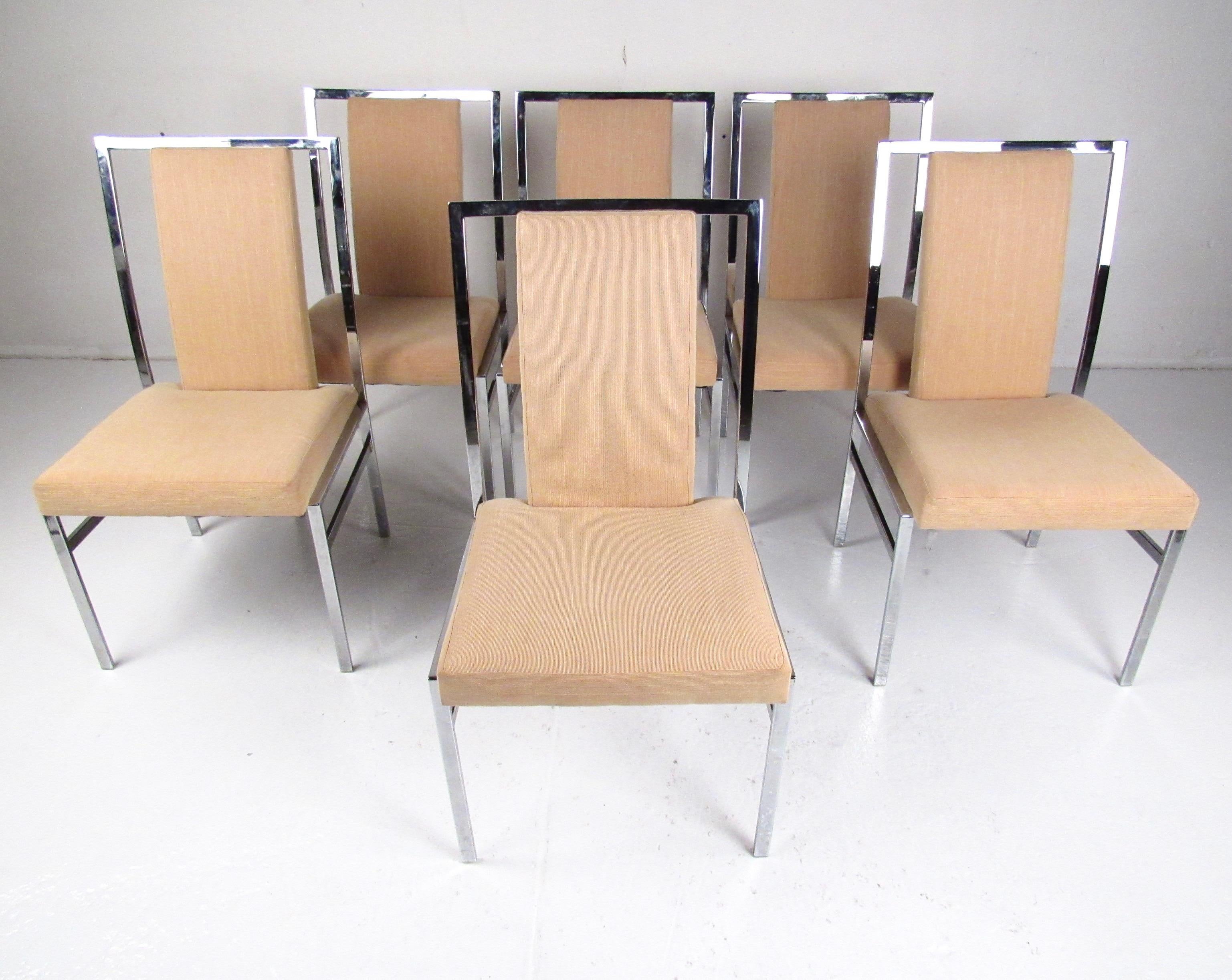 Set of Six Modern Chrome Dining Chairs For Sale 2