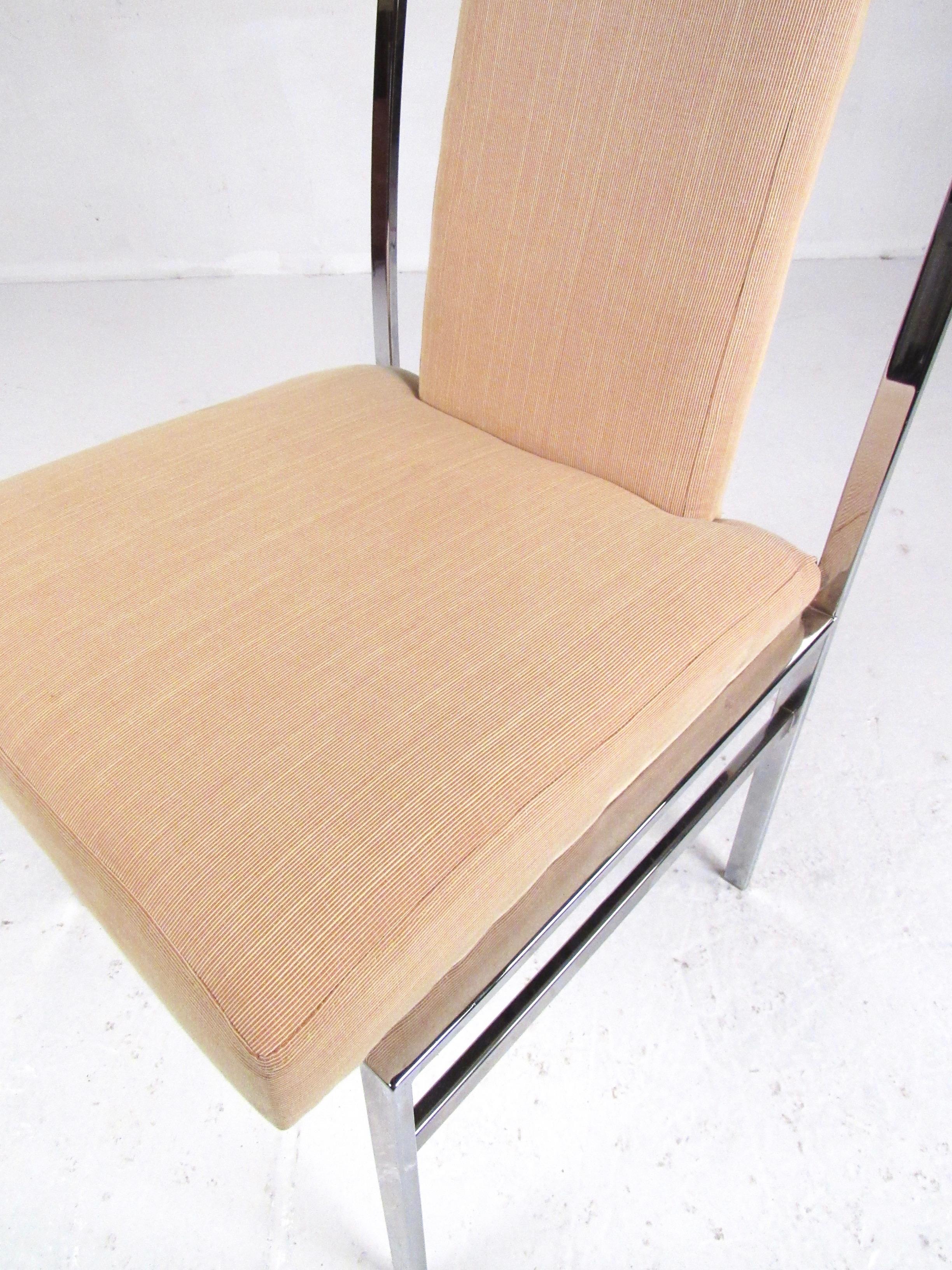 Set of Six Modern Chrome Dining Chairs For Sale 4