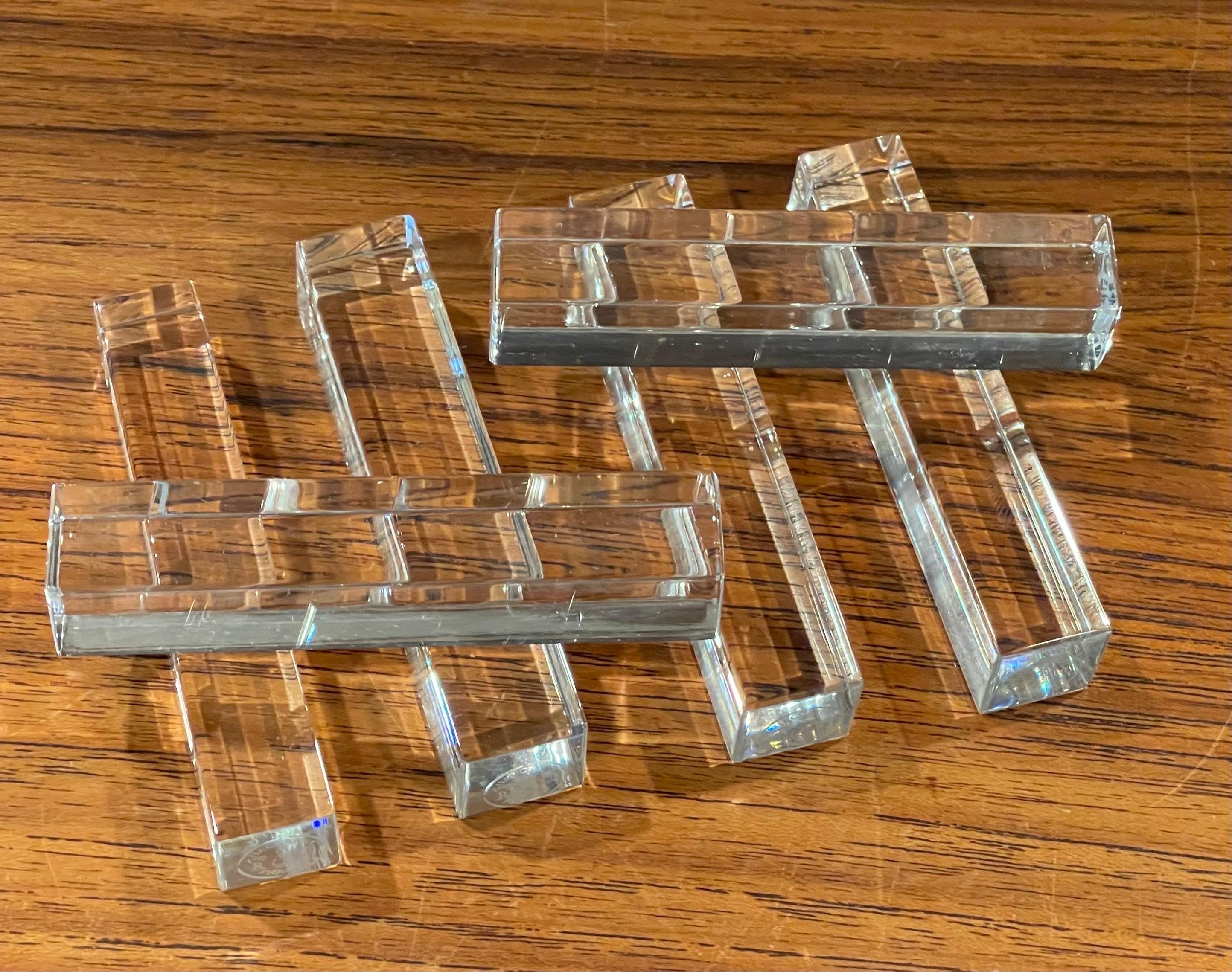 Set of Six Modern Crystal Knife Rests by Baccarat of France For Sale 5