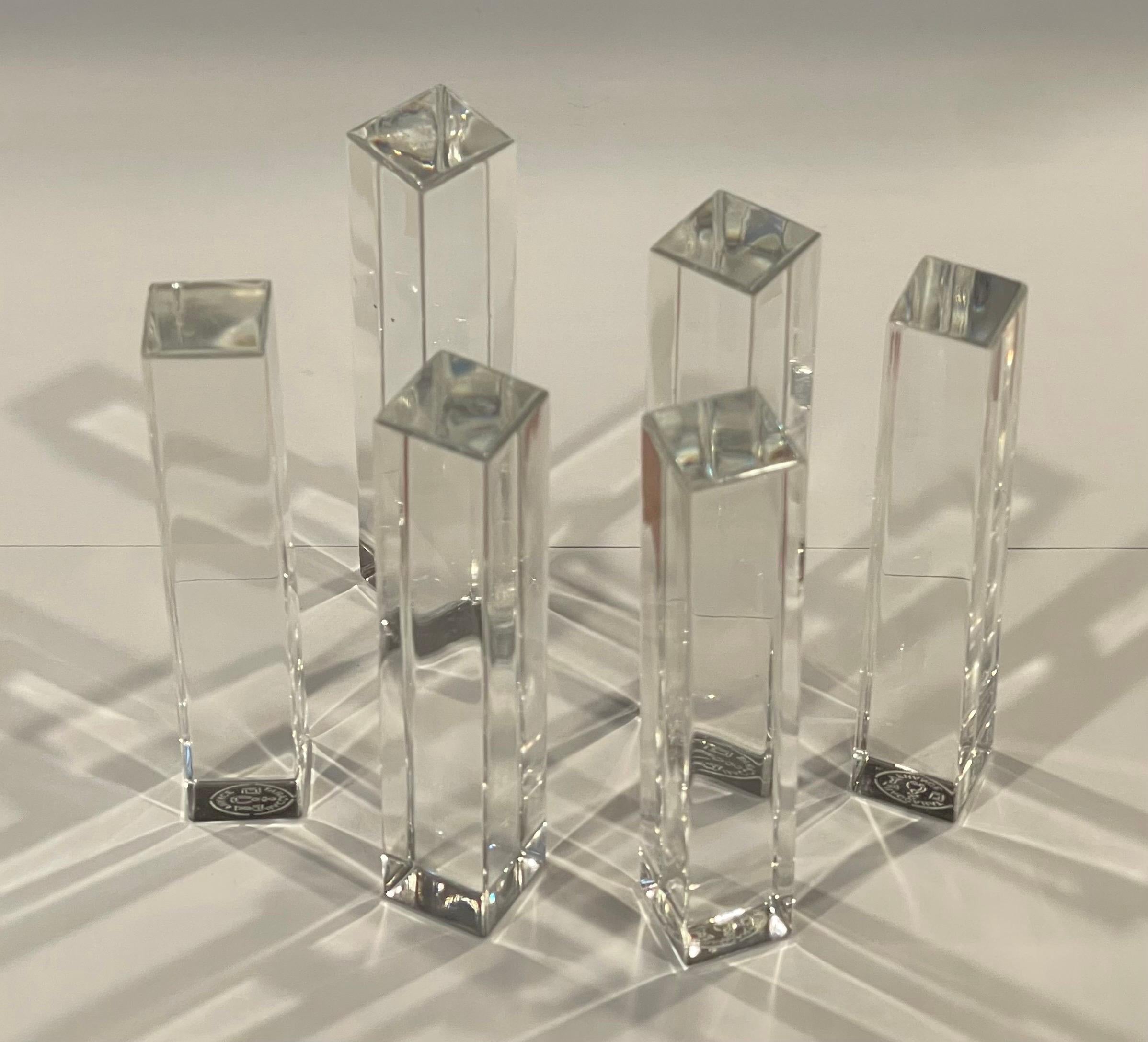 Set of Six Modern Crystal Knife Rests by Baccarat of France For Sale 1