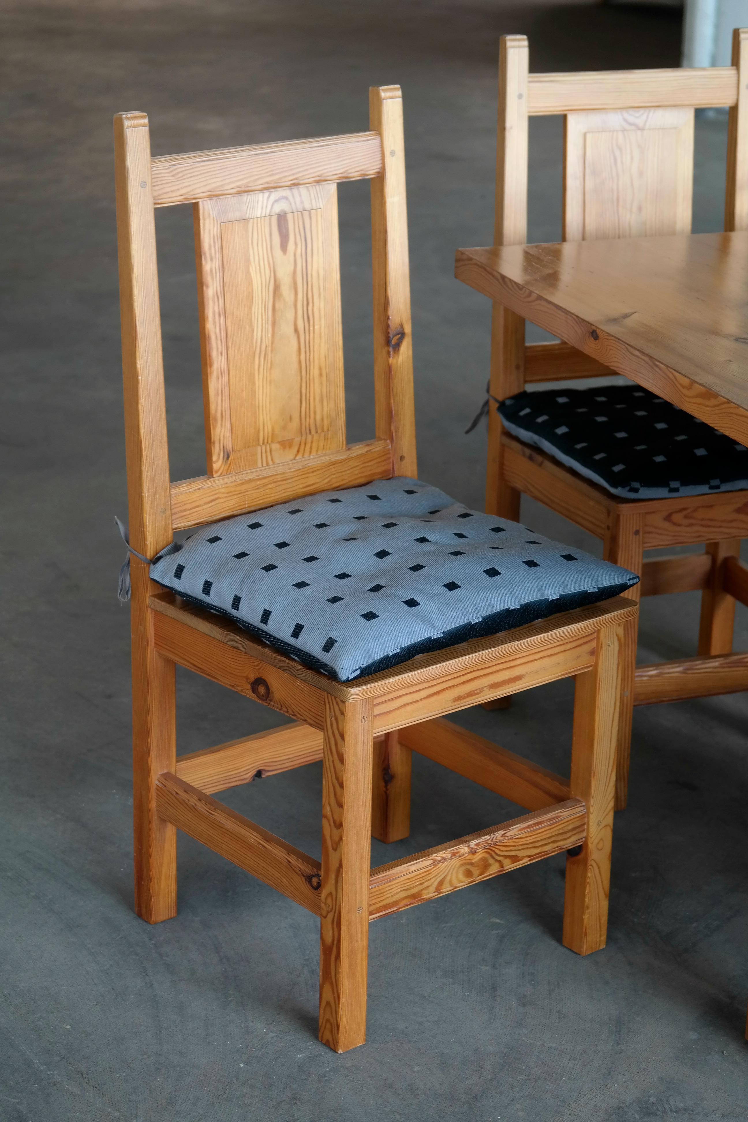 Set of Six Modern Danish Rustic Danish Chairs in Solid Knotty Pine 2