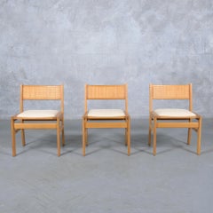 Set of Six Kurt Ostervig Style Danish Teak Dining Chairs with Cane Backrests