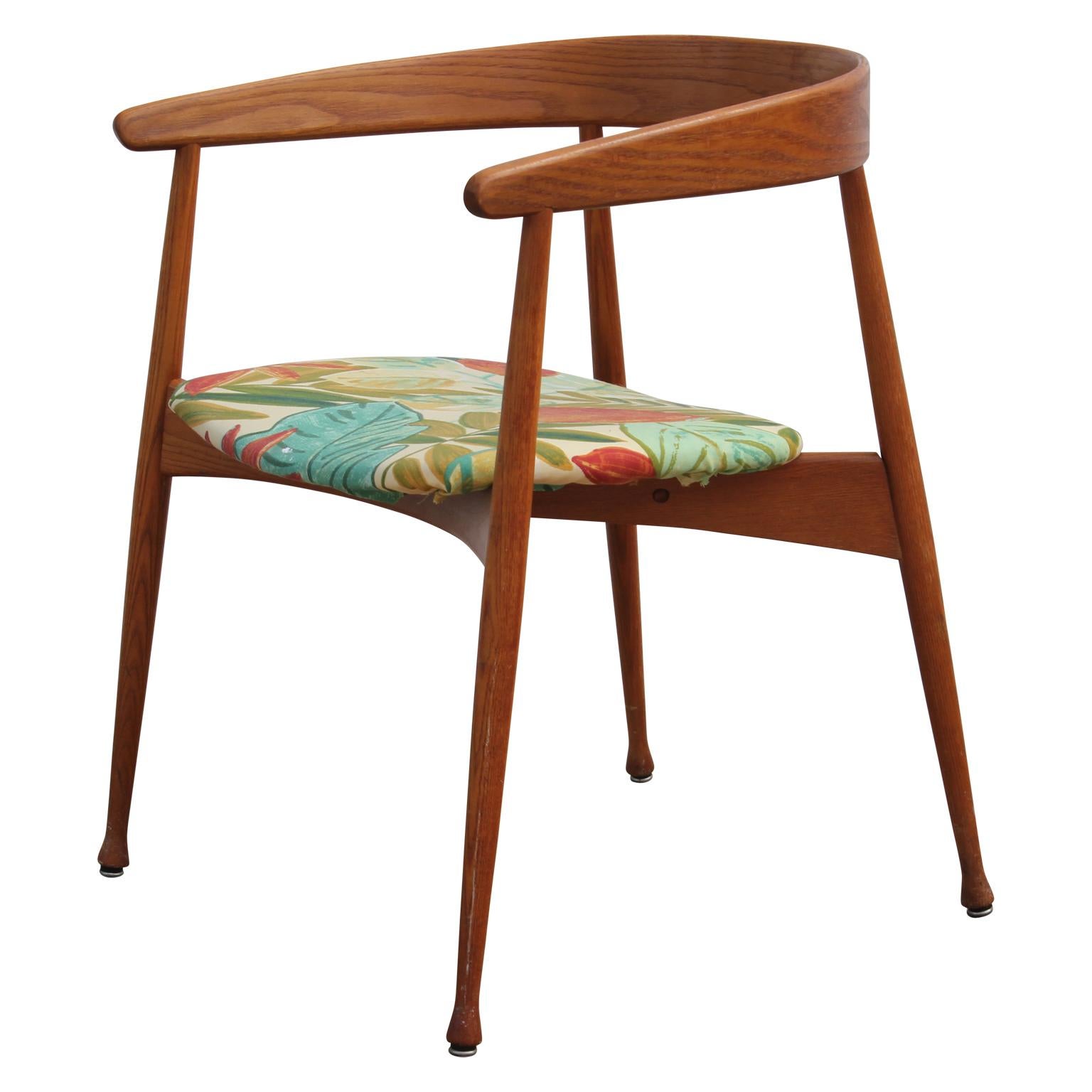 Mid-Century Modern Set of Six Modern Oak Horseshoe Back Dining Chairs Hans Wegner Style