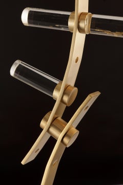 Set di sei moderne lampade da parete in vetro e oro satinato di Baroncelli, Italia.