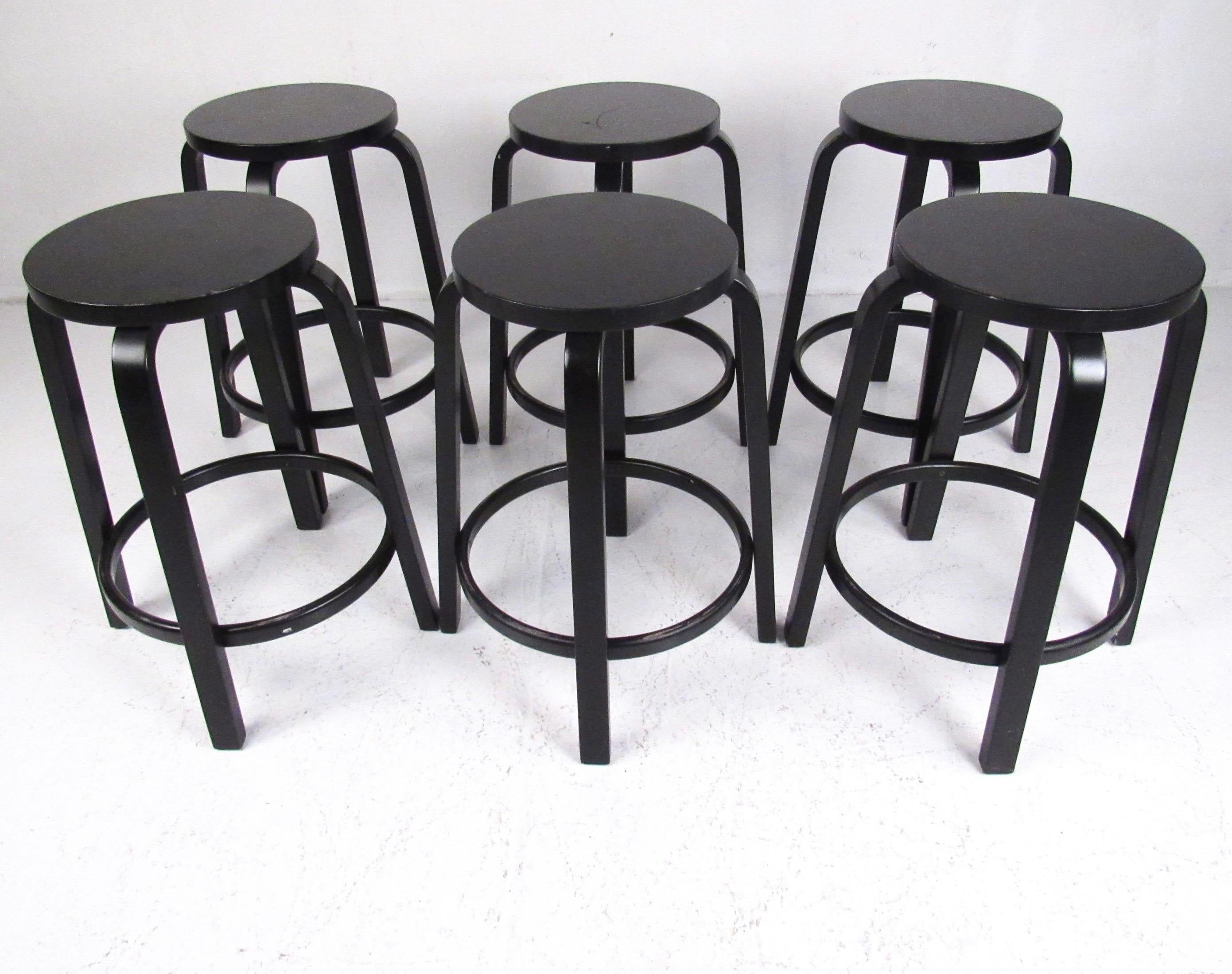 Set of Six Modern Stools by Alvar Alto for Artek In Good Condition In Brooklyn, NY