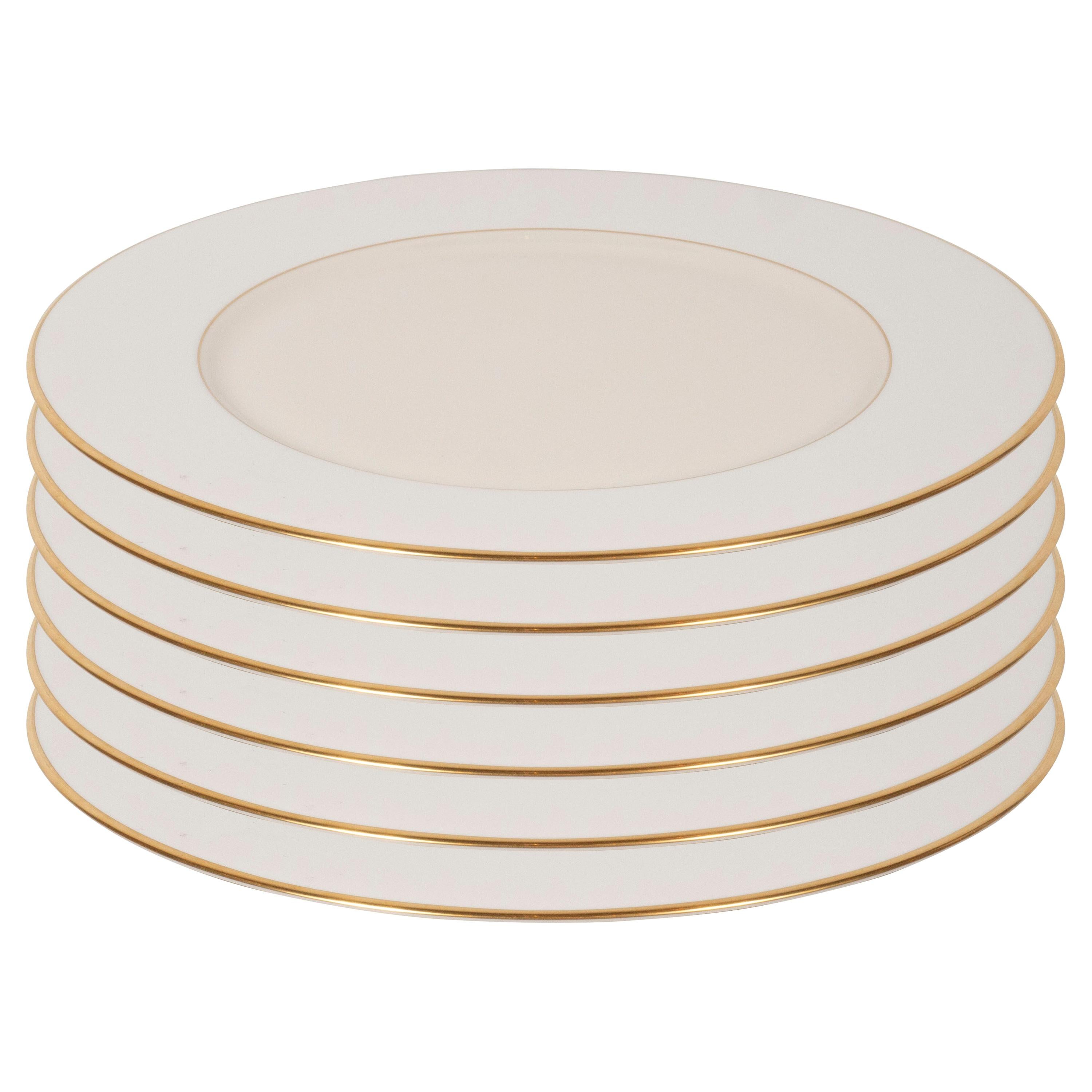 Set of Six Modernist Charger Plates in 24-Karat Gold and Bone China by Lenox
