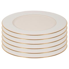 Vintage Set of Six Modernist Charger Plates in 24-Karat Gold and Bone China by Lenox