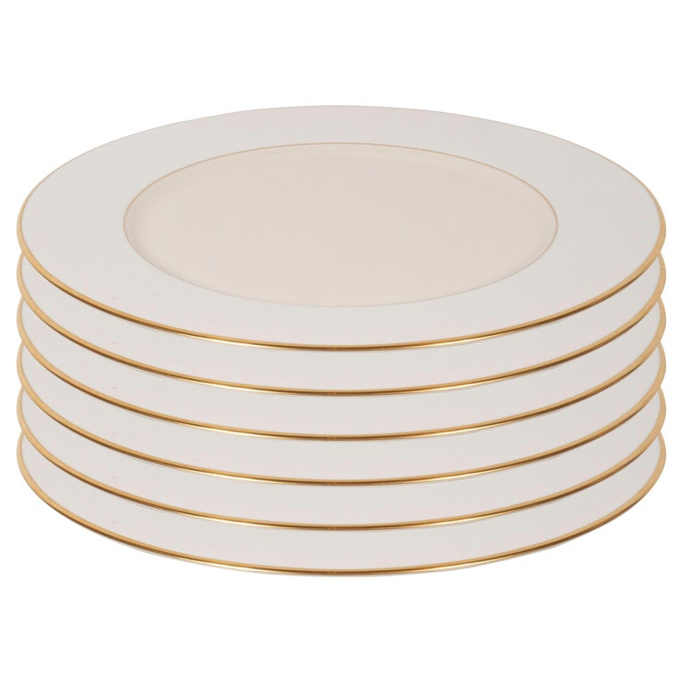 Set of Six Modernist Charger Plates in 24Karat Gold and Bone China by
