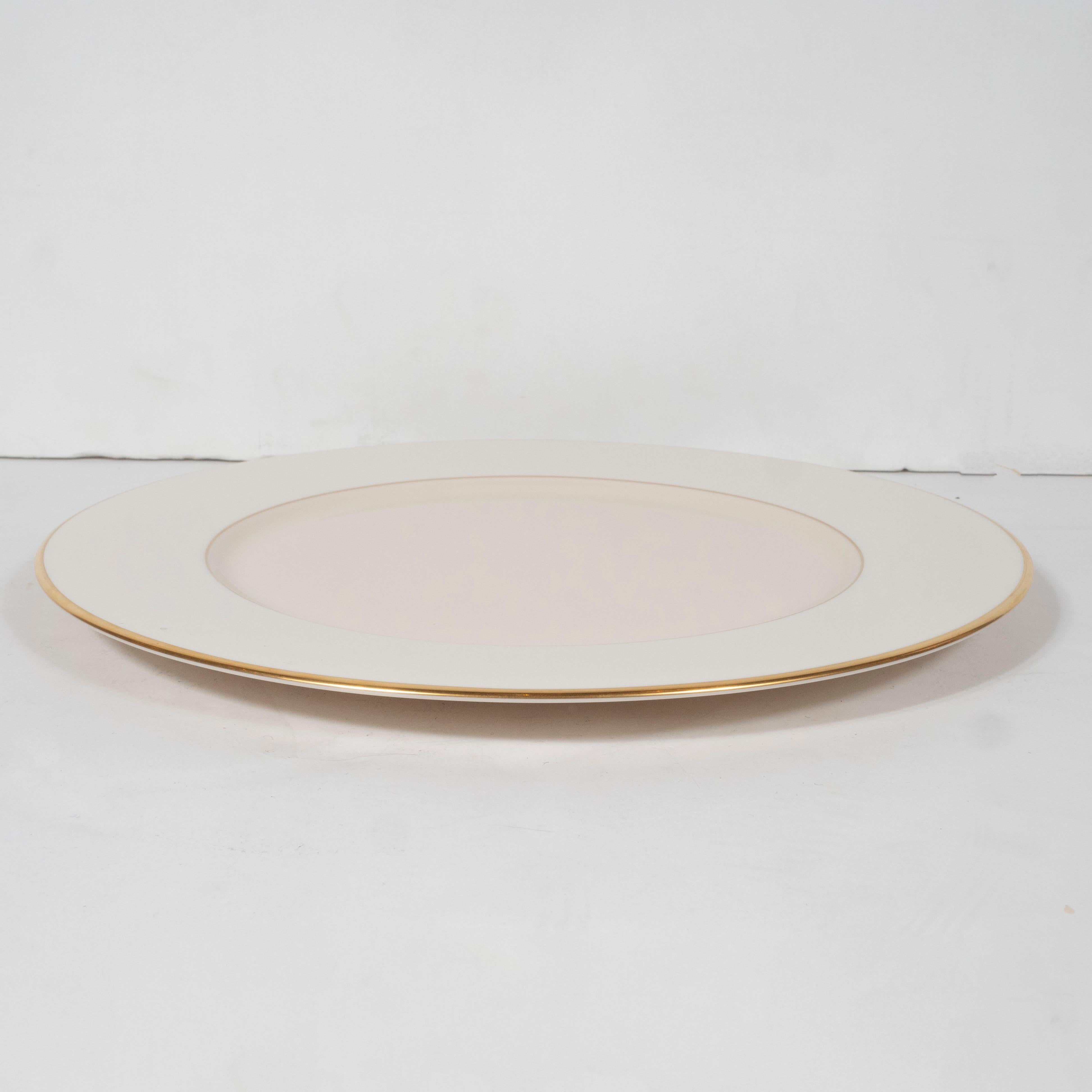 American Set of Six Modernist Charger Plates in 24-Karat Gold and Bone China by Lenox