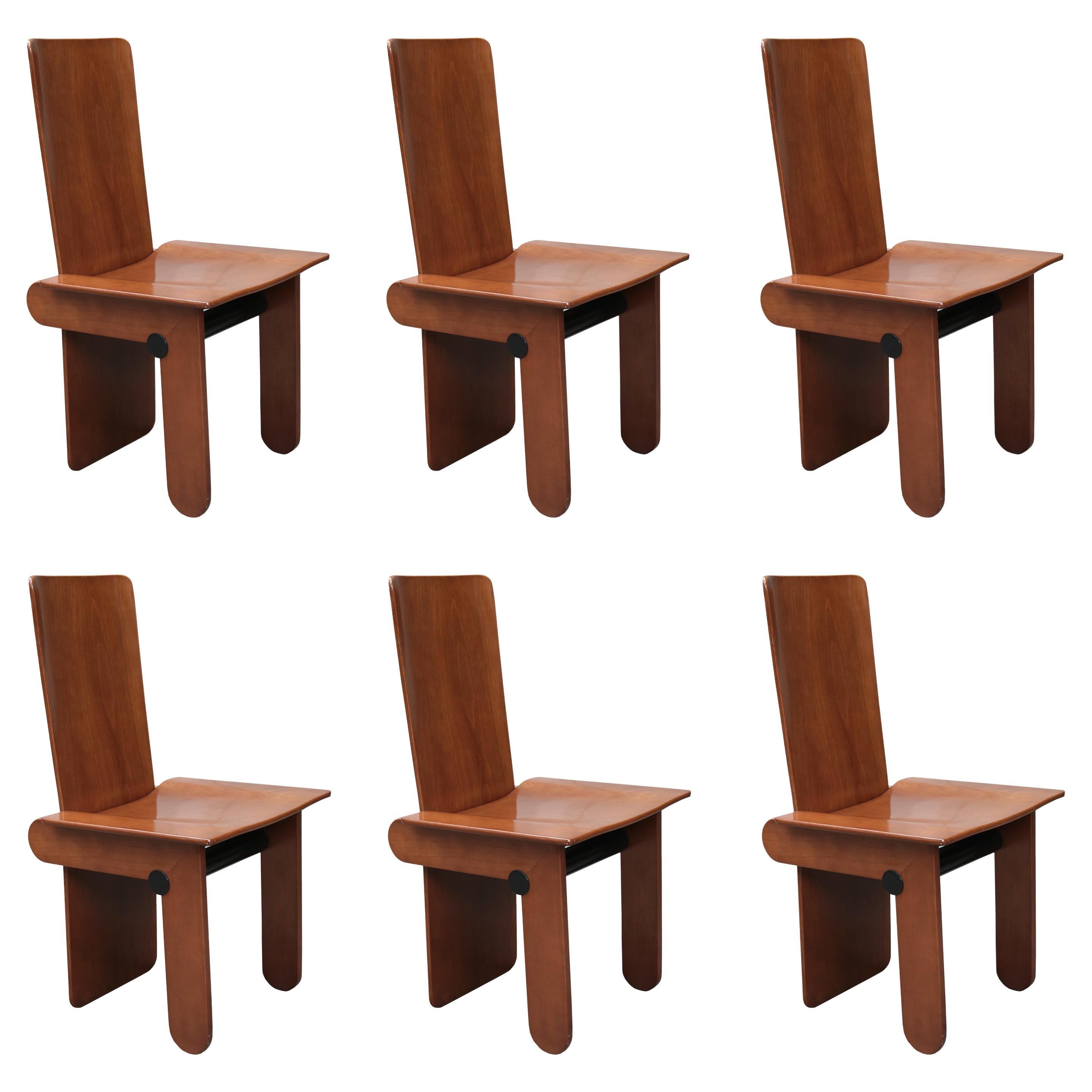 Set of Six Modernist Dining Chairs by Carlo Scarpa for Gavina
