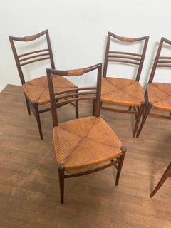 Set of Six Modernist Italian Rattan Dining Chairs, Circa 1950s