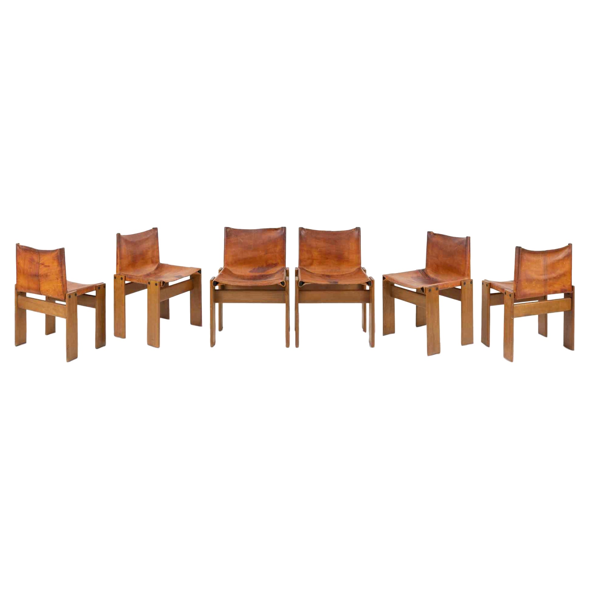Set of Six "Monk" Chairs by Afra and Tobia Scarpa, 1974 en vente
