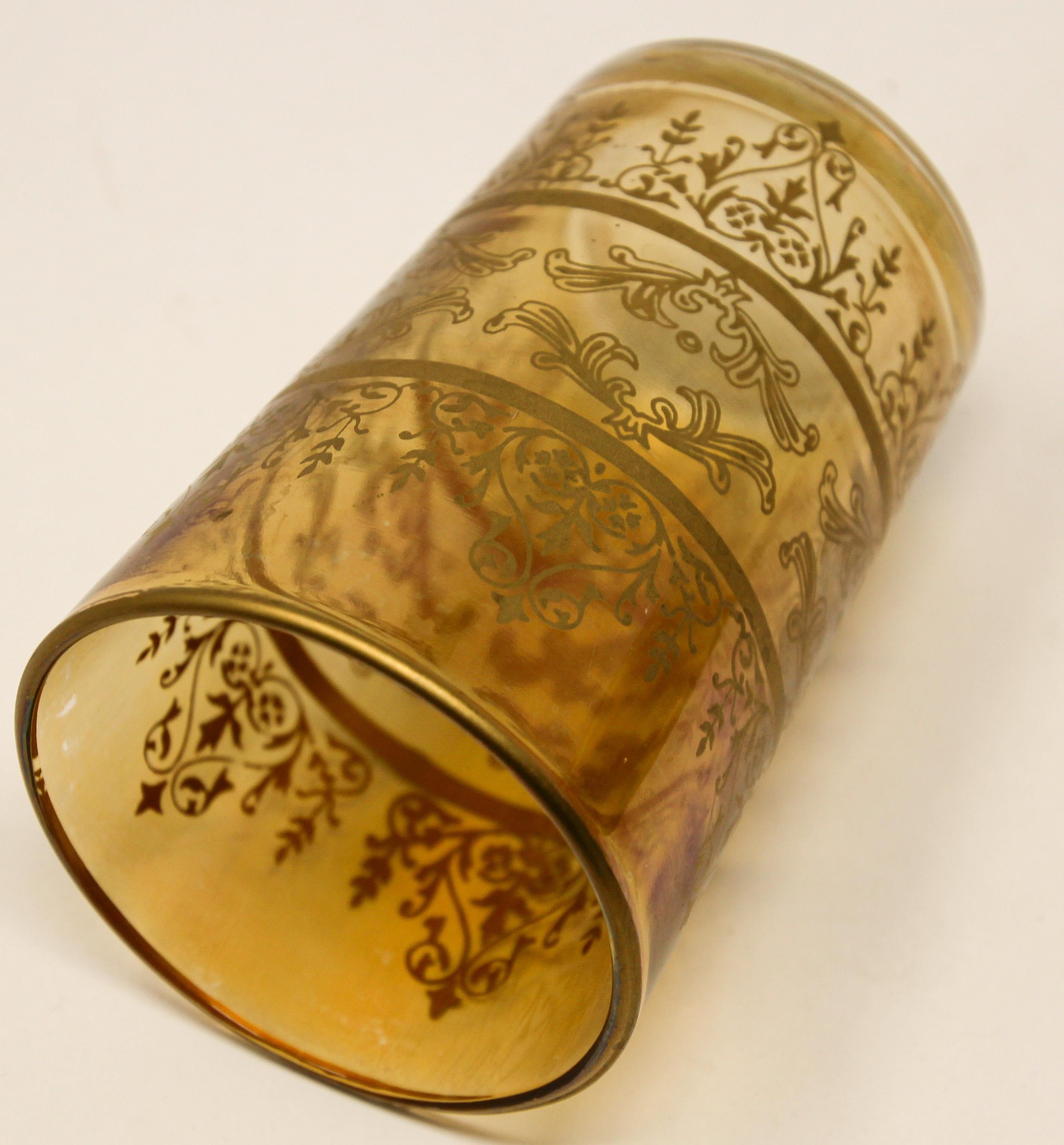 Moroccan Moorish Glasses with Amber and Gold Design Set of Six 7