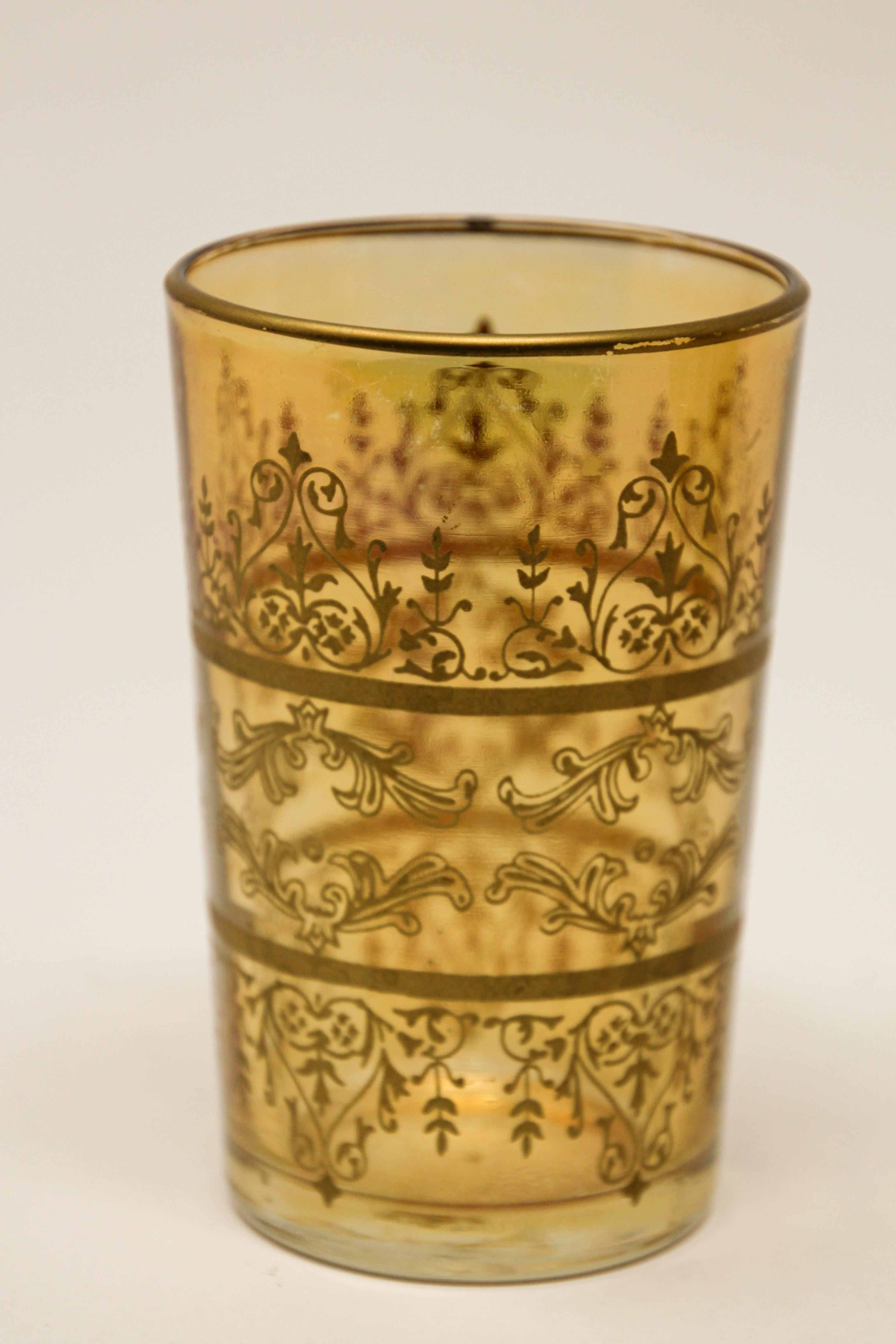 Moroccan Moorish Glasses with Amber and Gold Design Set of Six  For Sale 3