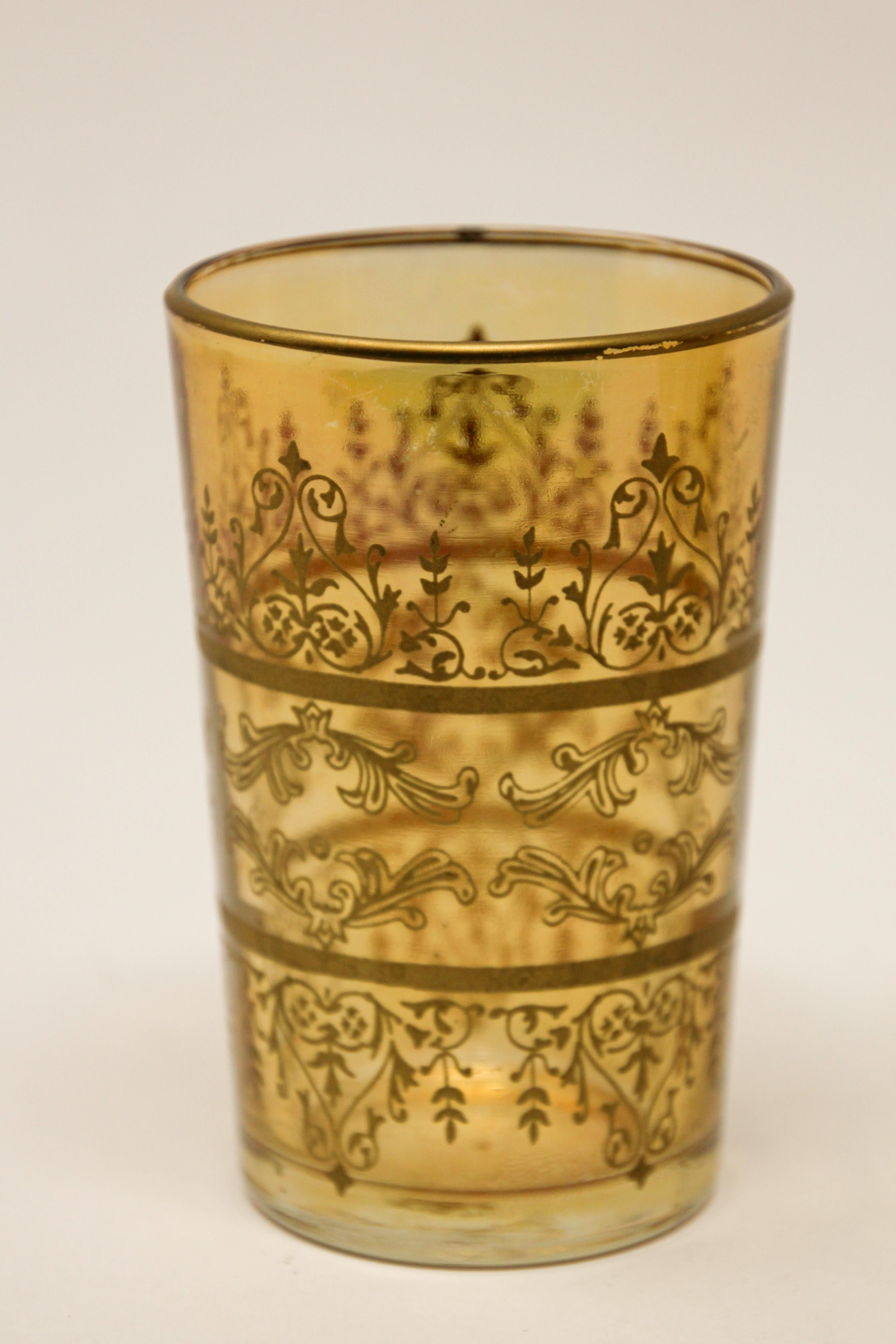 Moroccan Moorish Glasses with Amber and Gold Design Set of Six  For Sale 4