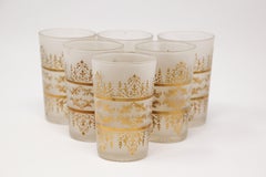 Moroccan White Frosted and Gold Glasses Set of 6