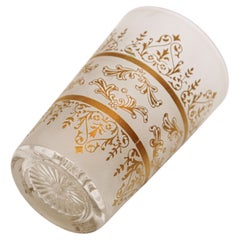Set of Six Moroccan Moorish Glasses, White Frosted & Gold, Handmade