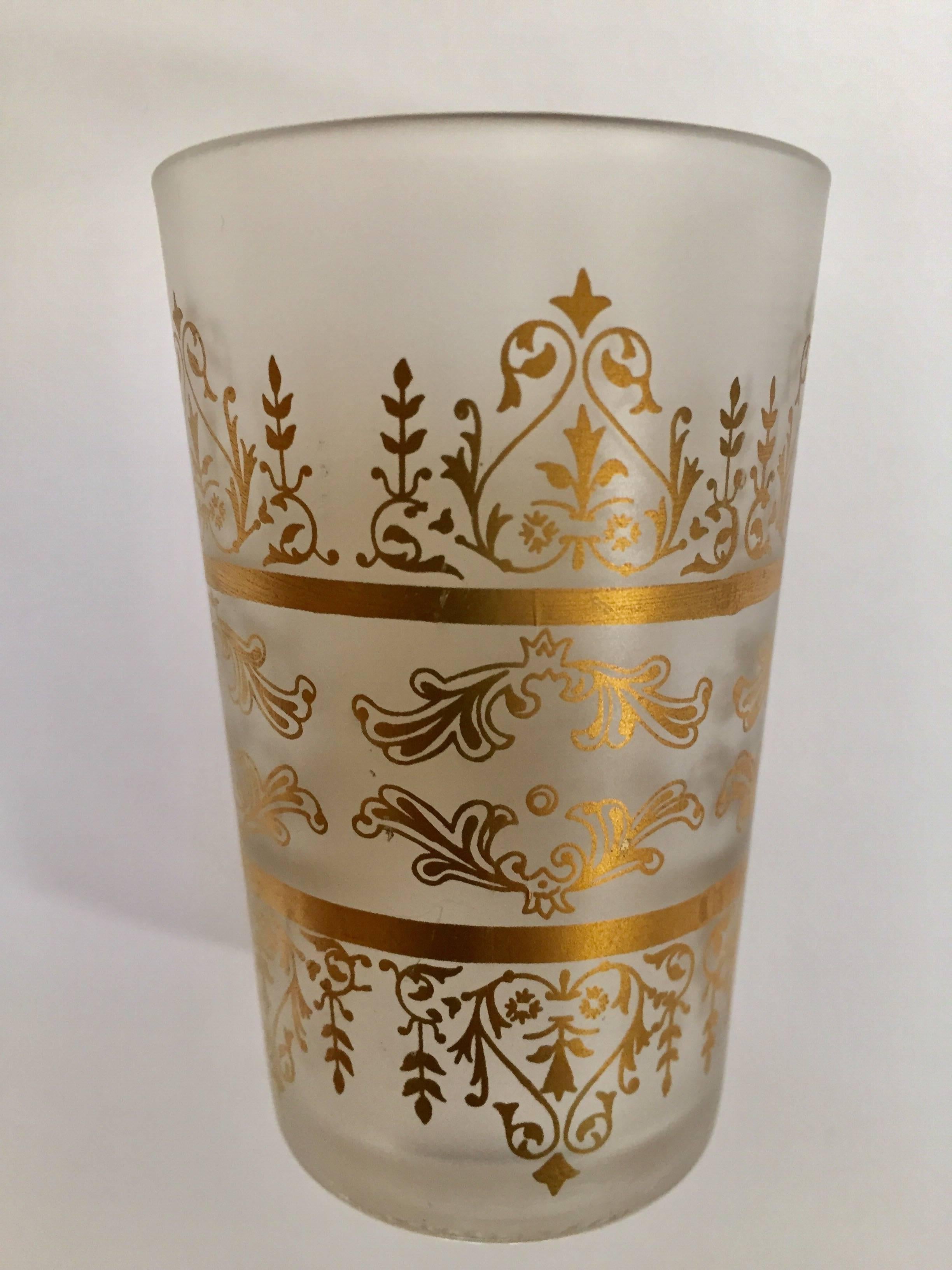 Moroccan Moorish White Frosted and Gold Glasses 7