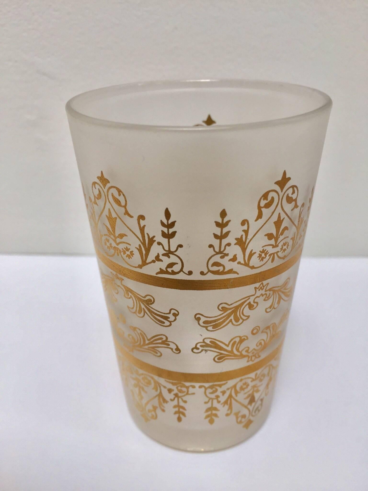 Moroccan Moorish White Frosted and Gold Glasses 1