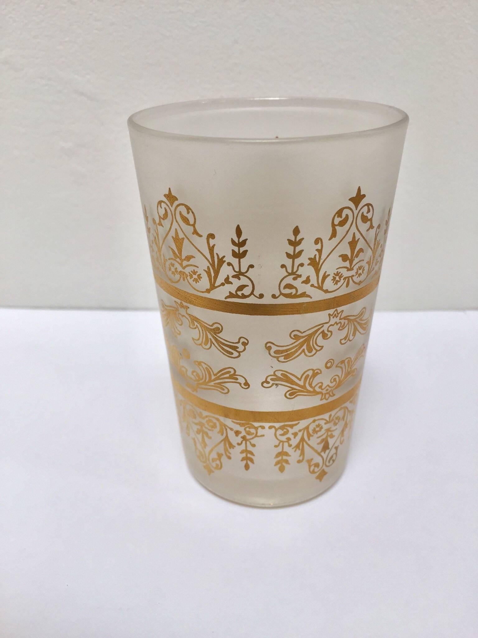Moroccan Moorish White Frosted and Gold Glasses 2