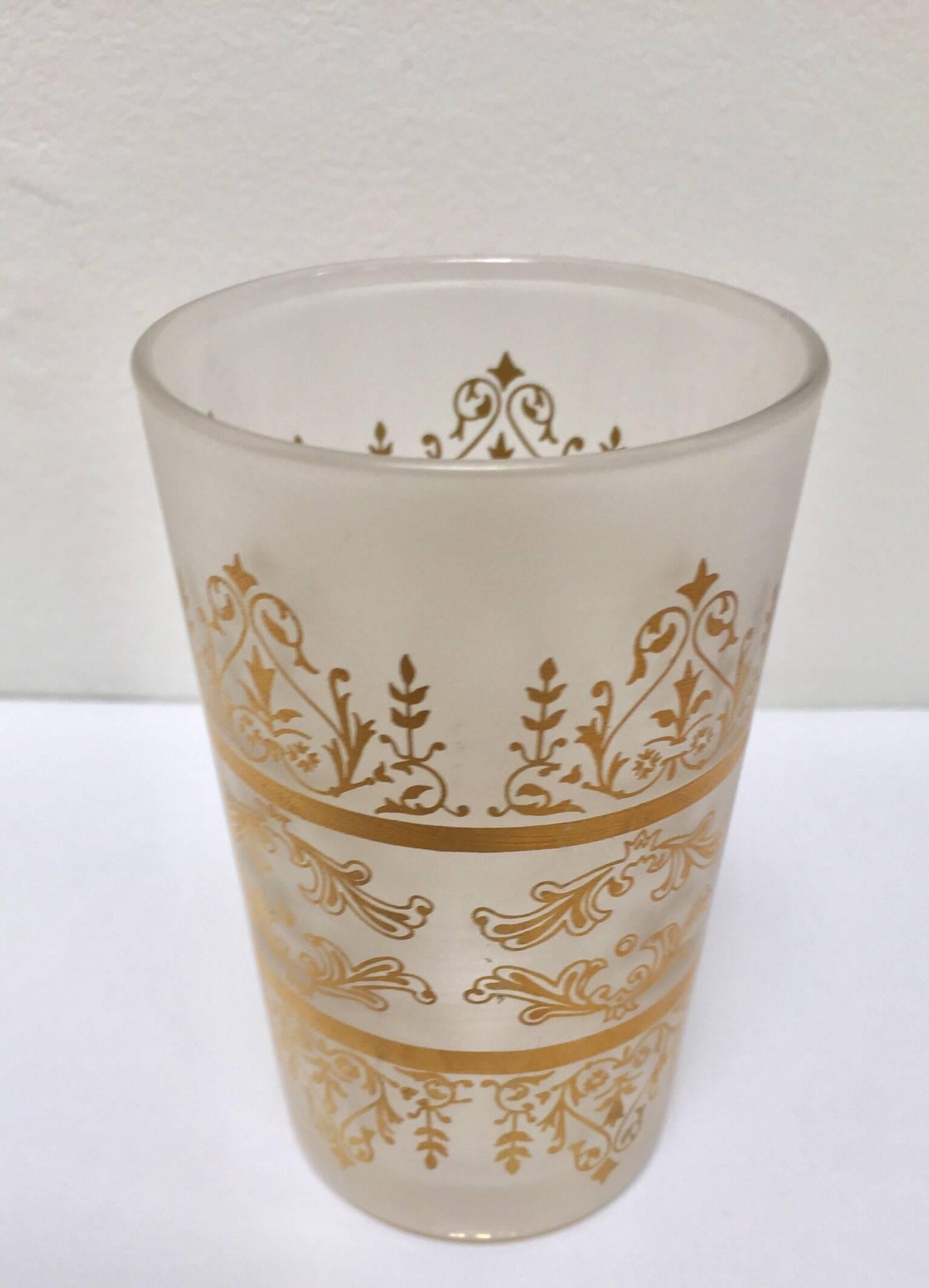 Moroccan Moorish White Frosted and Gold Glasses 3