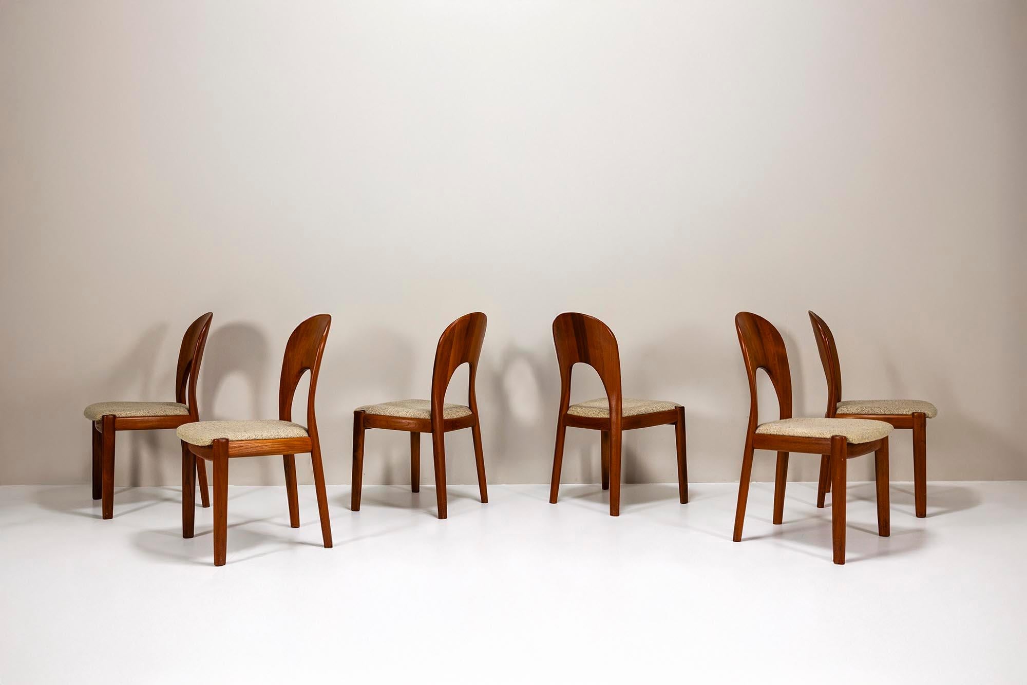 Scandinavian Modern Set of Six 'Morten' Dining Chair by Niels Koefoed, Denmark 1960s
