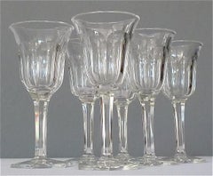 Set of Six Moser Art Deco Faceted Crystal Cut Liquor Glasses 1920 Baccarat Style