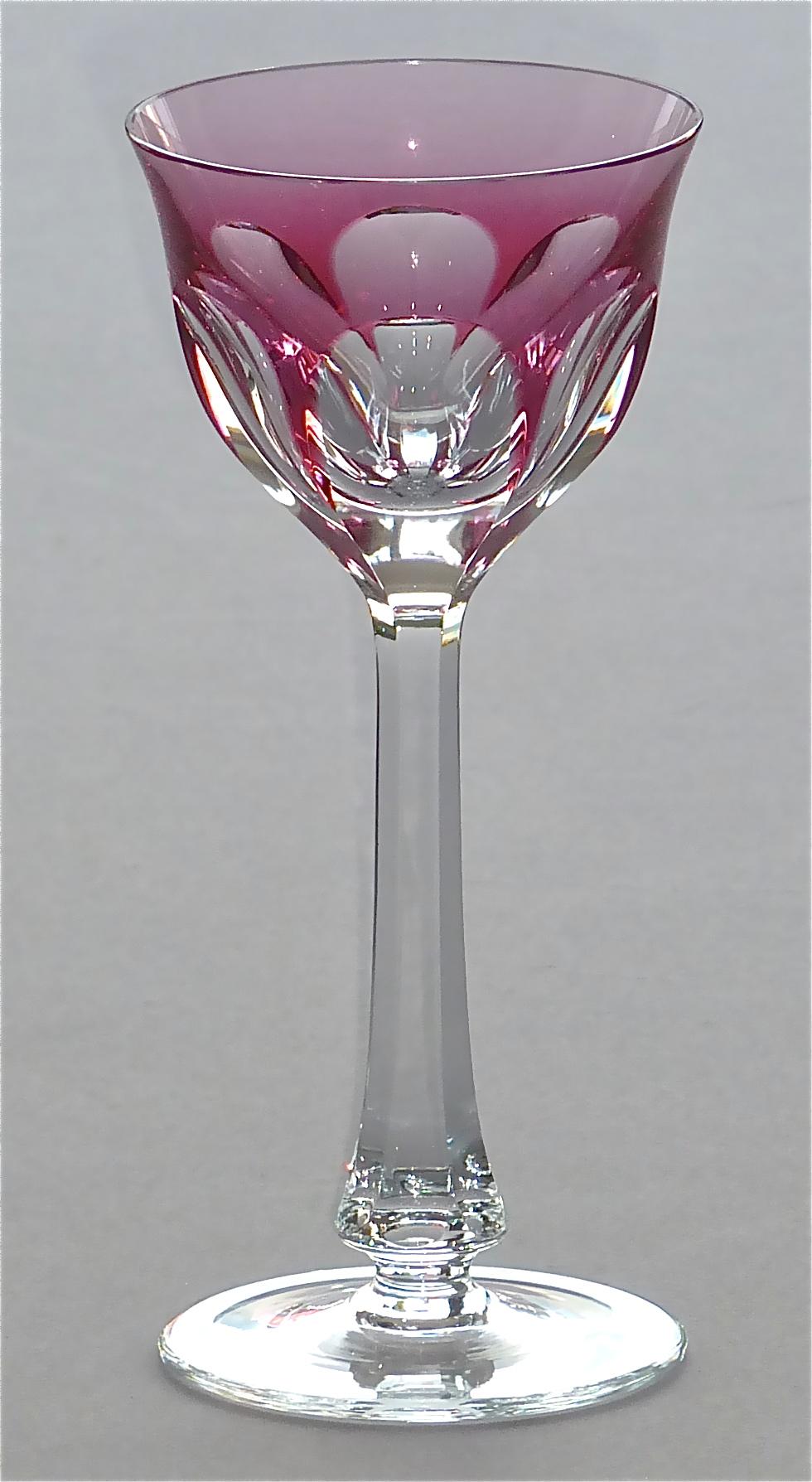 Set of Six Moser Crystal Cut Wine Glasses Stemware Saint Louis Baccarat Style 1