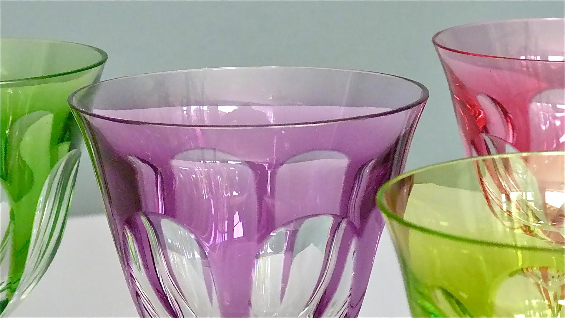 Set of Six Moser Crystal Cut Wine Glasses Stemware Saint Louis Baccarat Style 2
