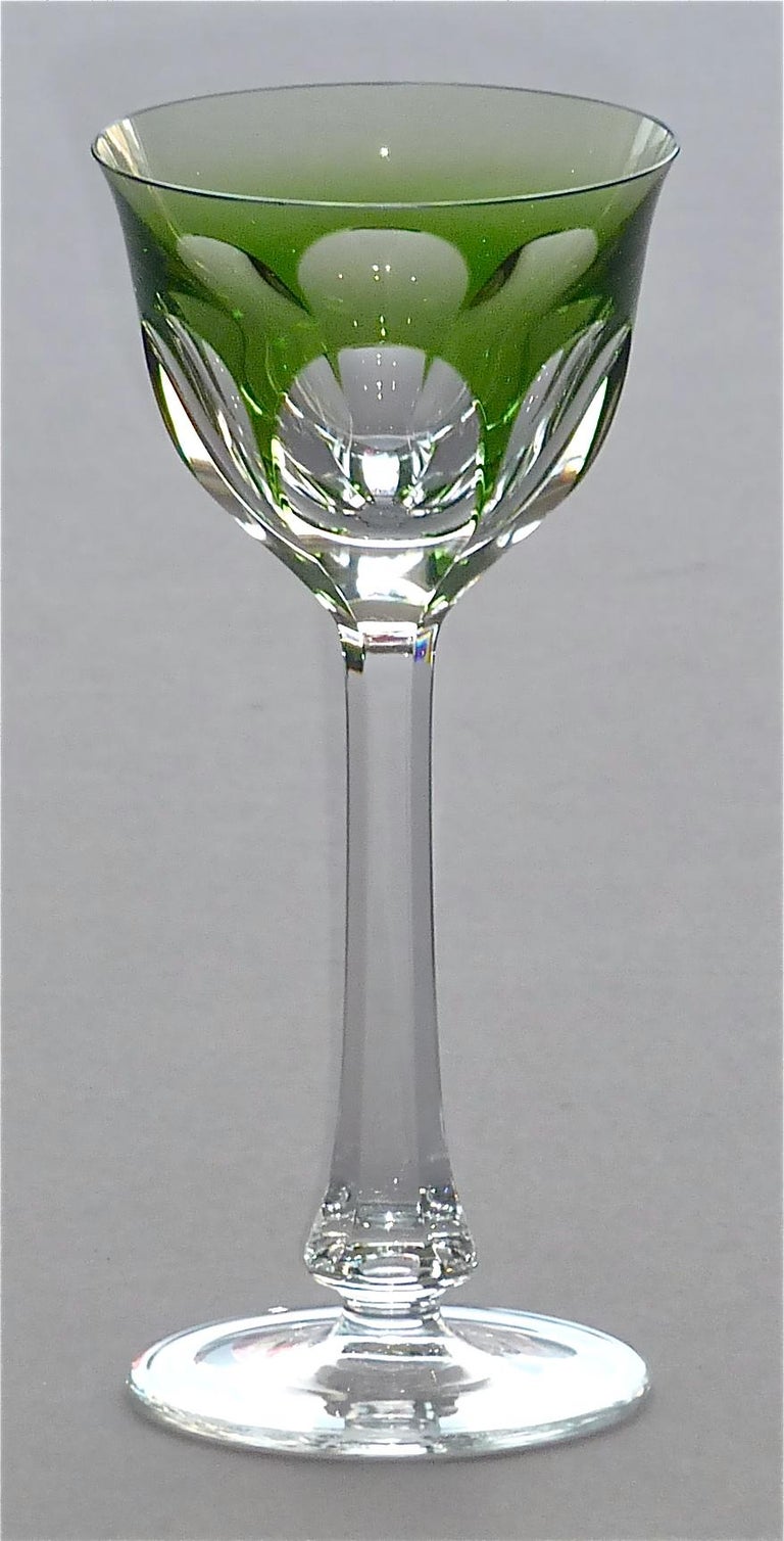 Set of Six Moser Crystal Cut Wine Glasses Stemware Saint Louis Baccarat