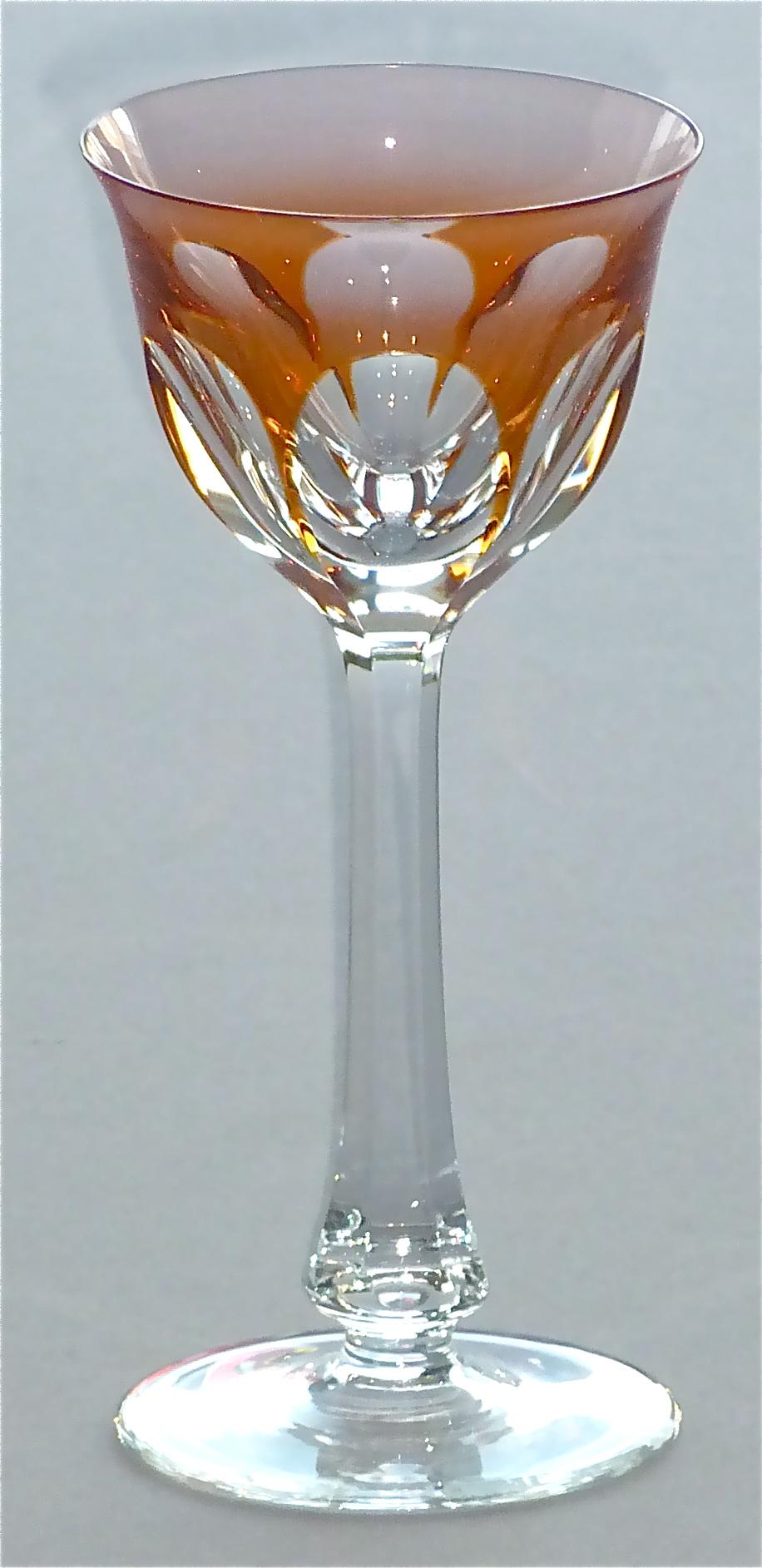 Set of Six Moser Crystal Cut Wine Glasses Stemware Saint Louis Baccarat Style 3