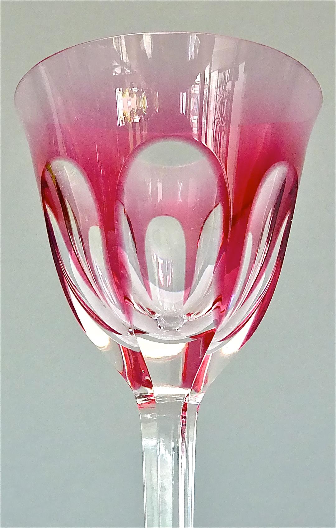 Set of Six Moser Crystal Cut Wine Glasses Stemware Saint Louis Baccarat Style 7