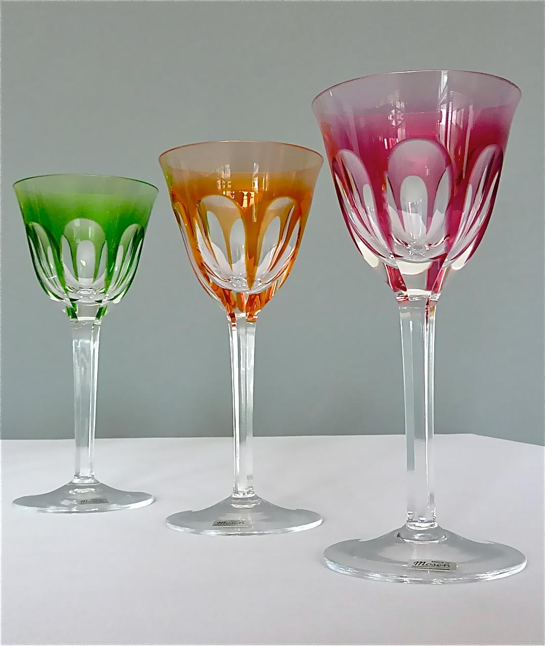 Set of Six Moser Crystal Cut Wine Glasses Stemware Saint Louis Baccarat Style 9