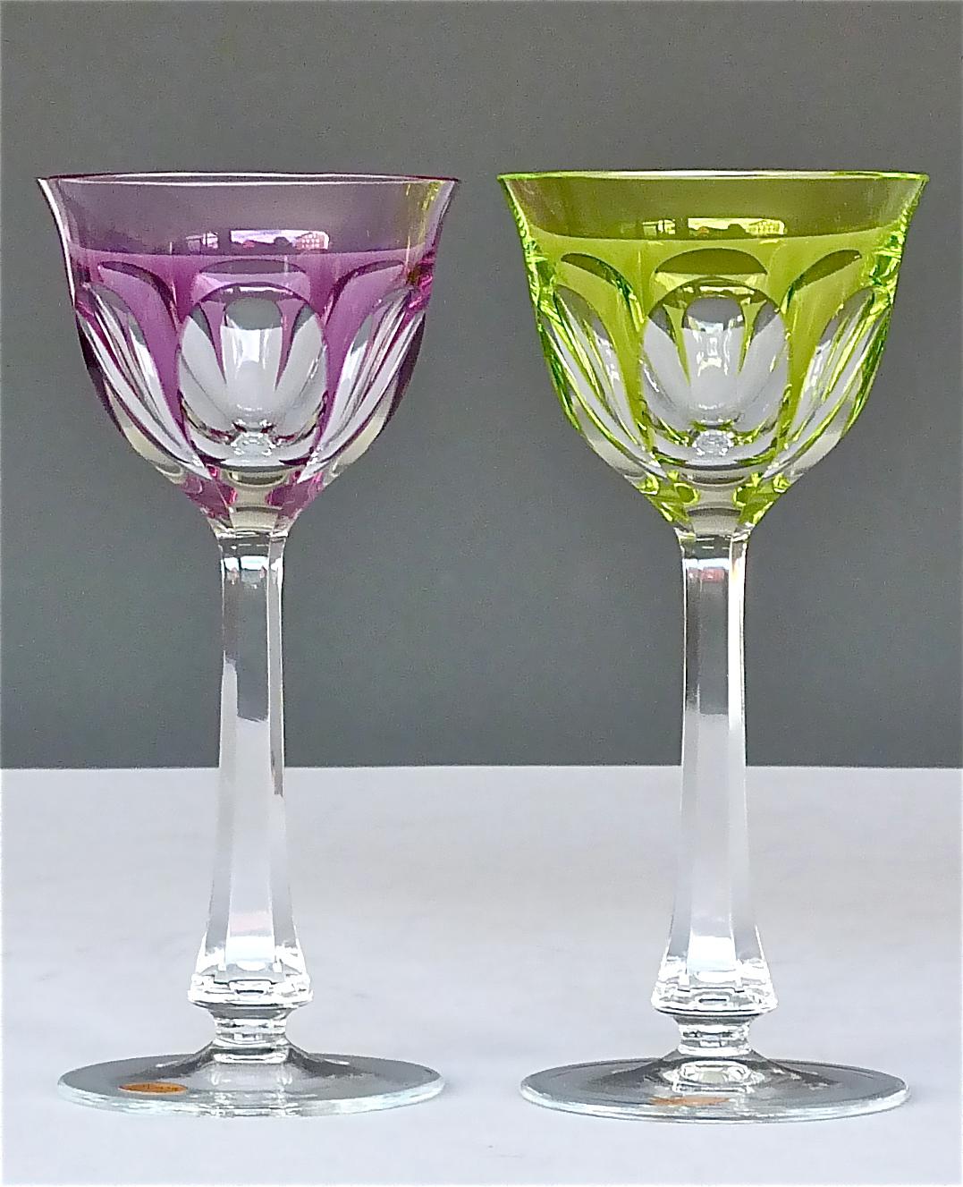 Set of 2 Crystal Glasses by Moser Cut Glass Czechoslovakia