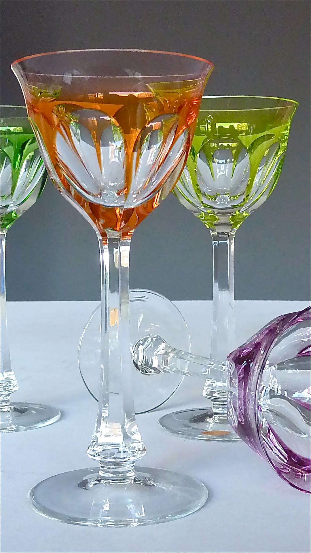 Set of Six Moser Crystal Cut Wine Glasses Stemware Saint Louis Baccarat Style 10