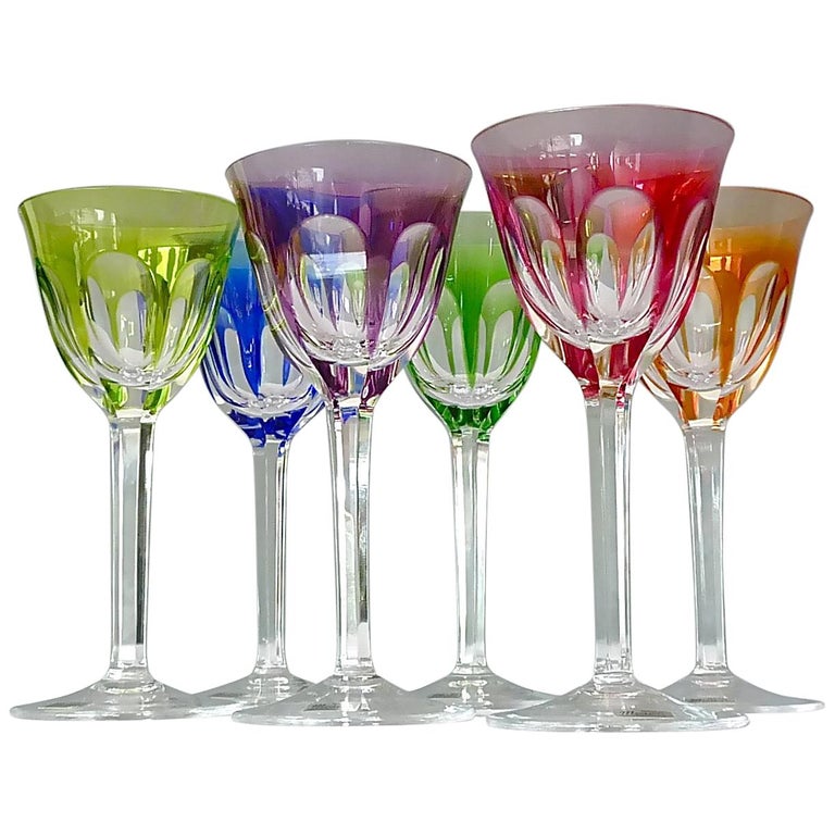 Moser set of six cut-crystal wine glasses, 1960s, offered by ZIMMERMANNMODERN