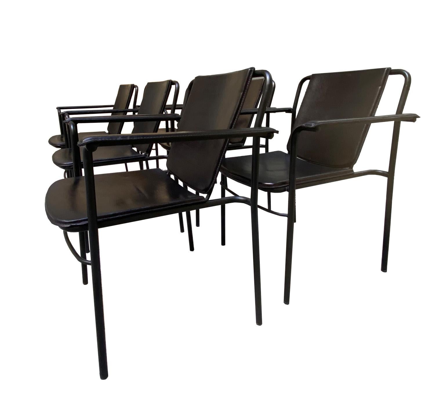 Mid-Century Modern Set of Six 'Movie' Chairs by Mario Marenco for Poltrona Frau