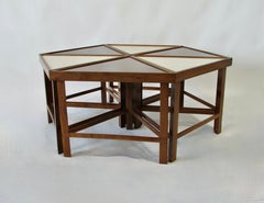 Set of six multi use triangle tables attributed to Peter Pepper Products
