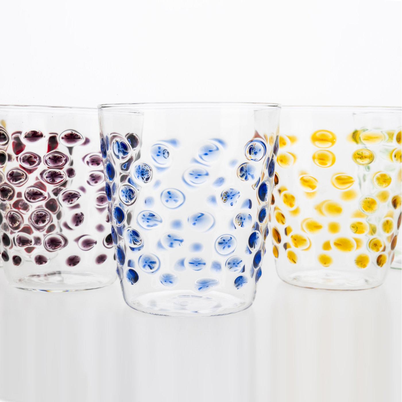 Italian Set of Six Multicolored Bubble Glasses For Sale