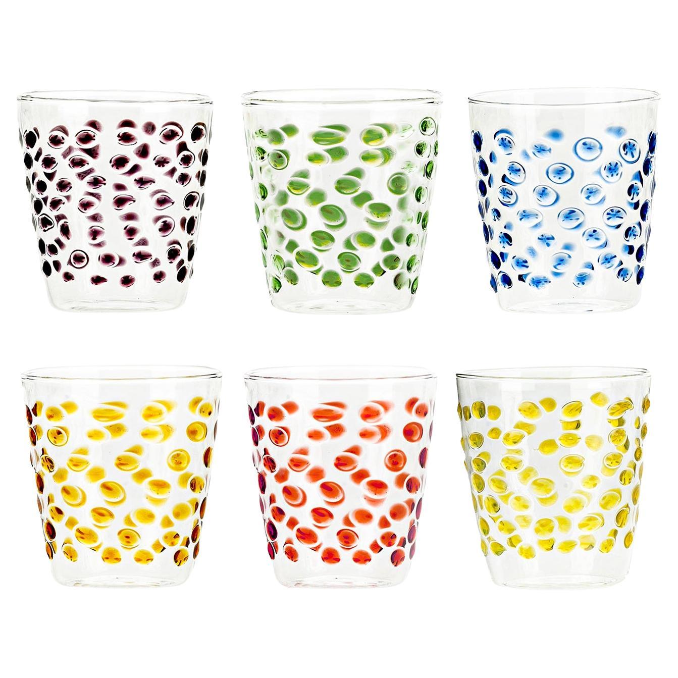 Set de Seis Vasos Burbuja Multicolor