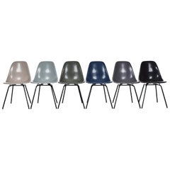 Set of Six Multicolored Eames DSX Dining Chairs for Herman Miller