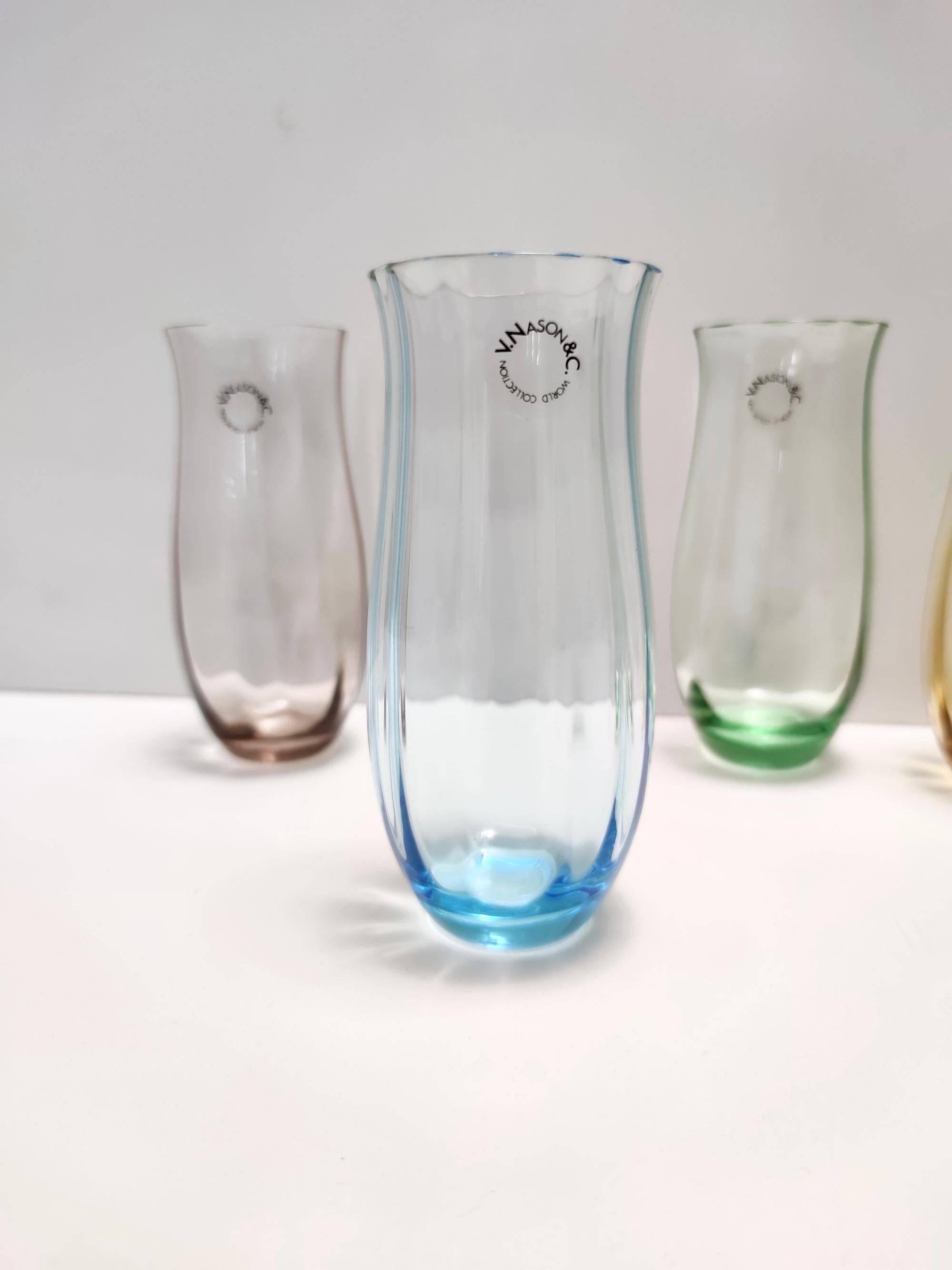 Italian Set of Six Multicolored Murano Glass Drinking Glasses by Vincenzo Nason, Italy For Sale
