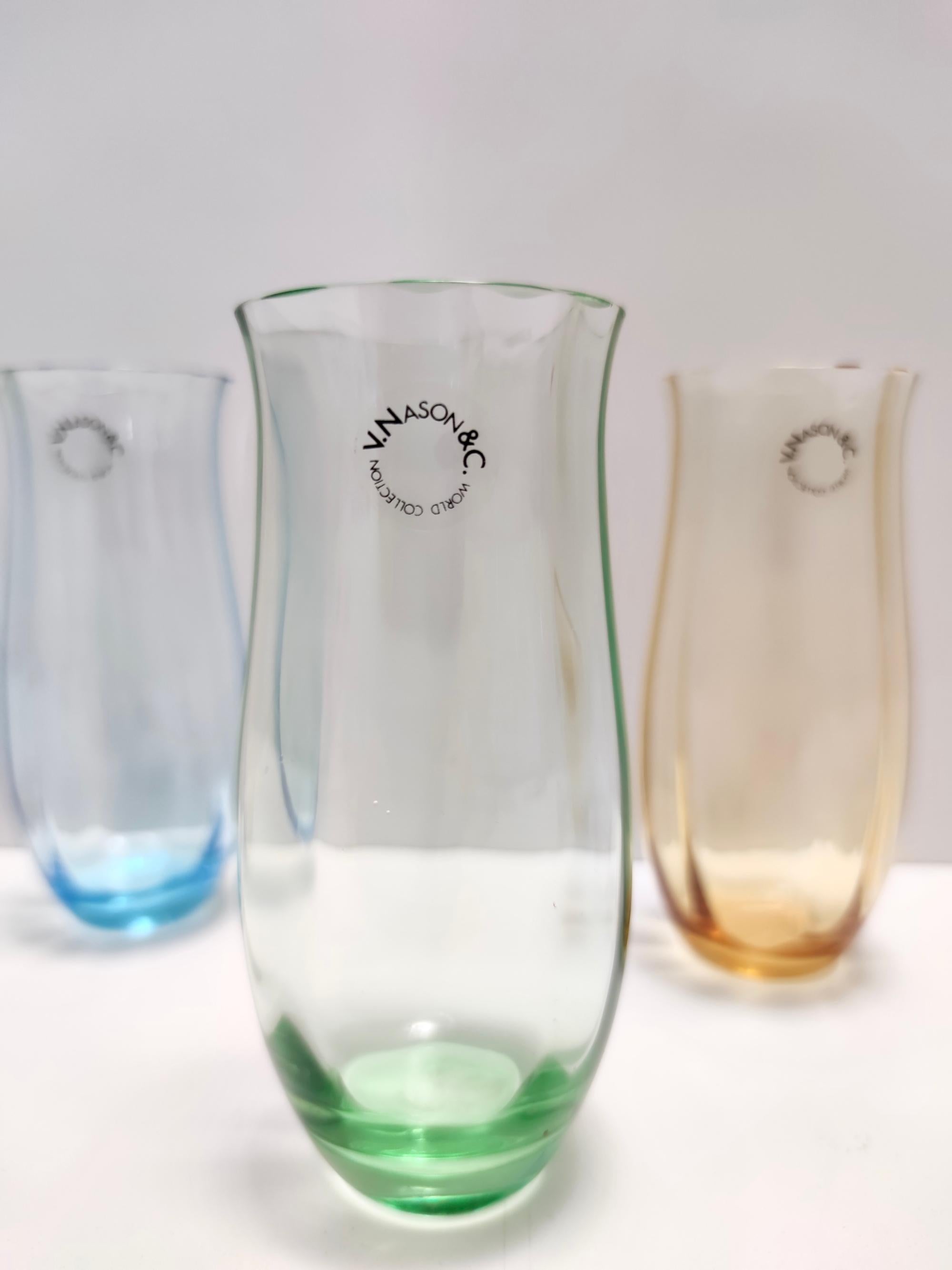 Set of Six Multicolored Murano Glass Drinking Glasses by Vincenzo Nason, Italy In Excellent Condition For Sale In Bresso, Lombardy