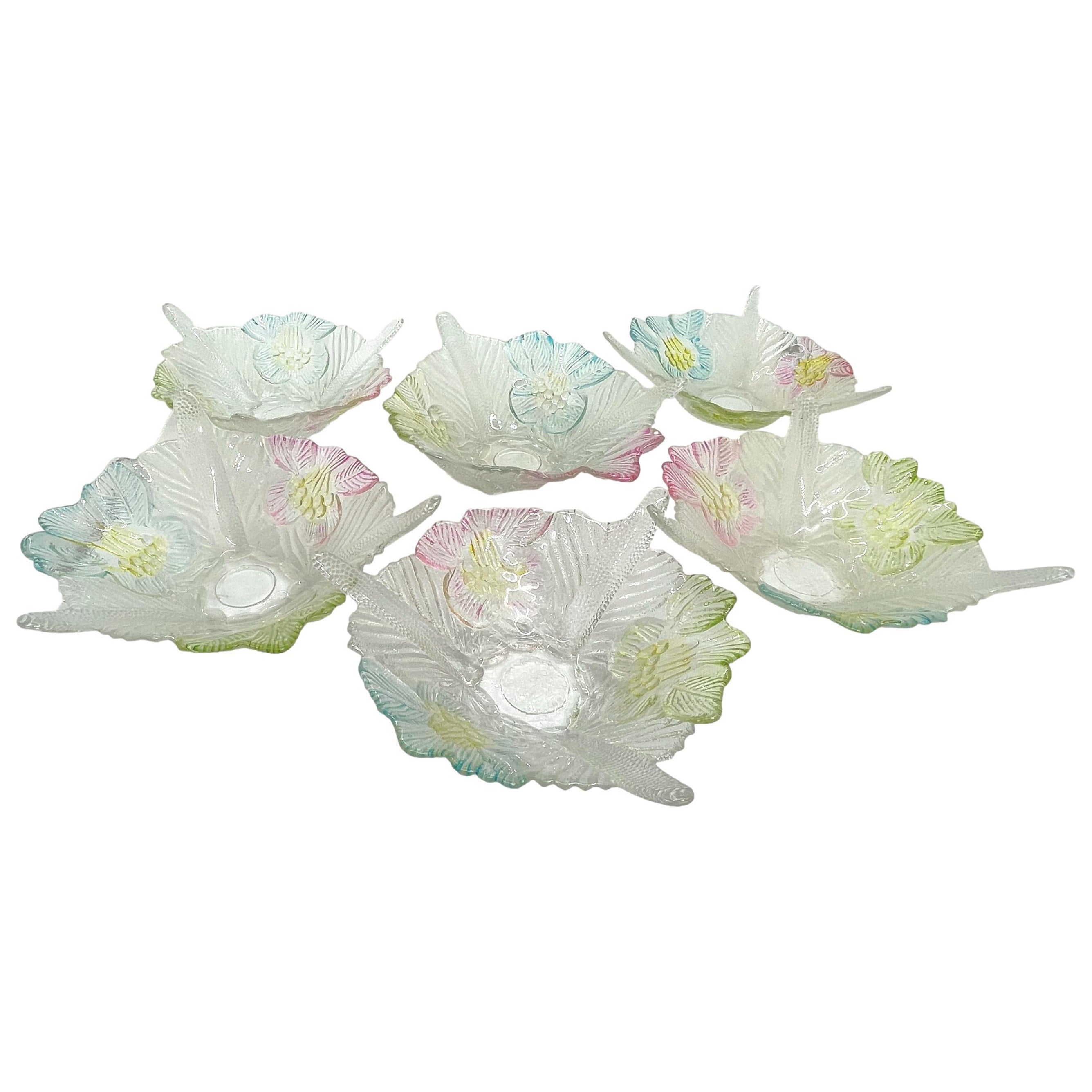 Set of Six Murano Art Glass Finger Food Bowls Vintage, Italy, 1960s