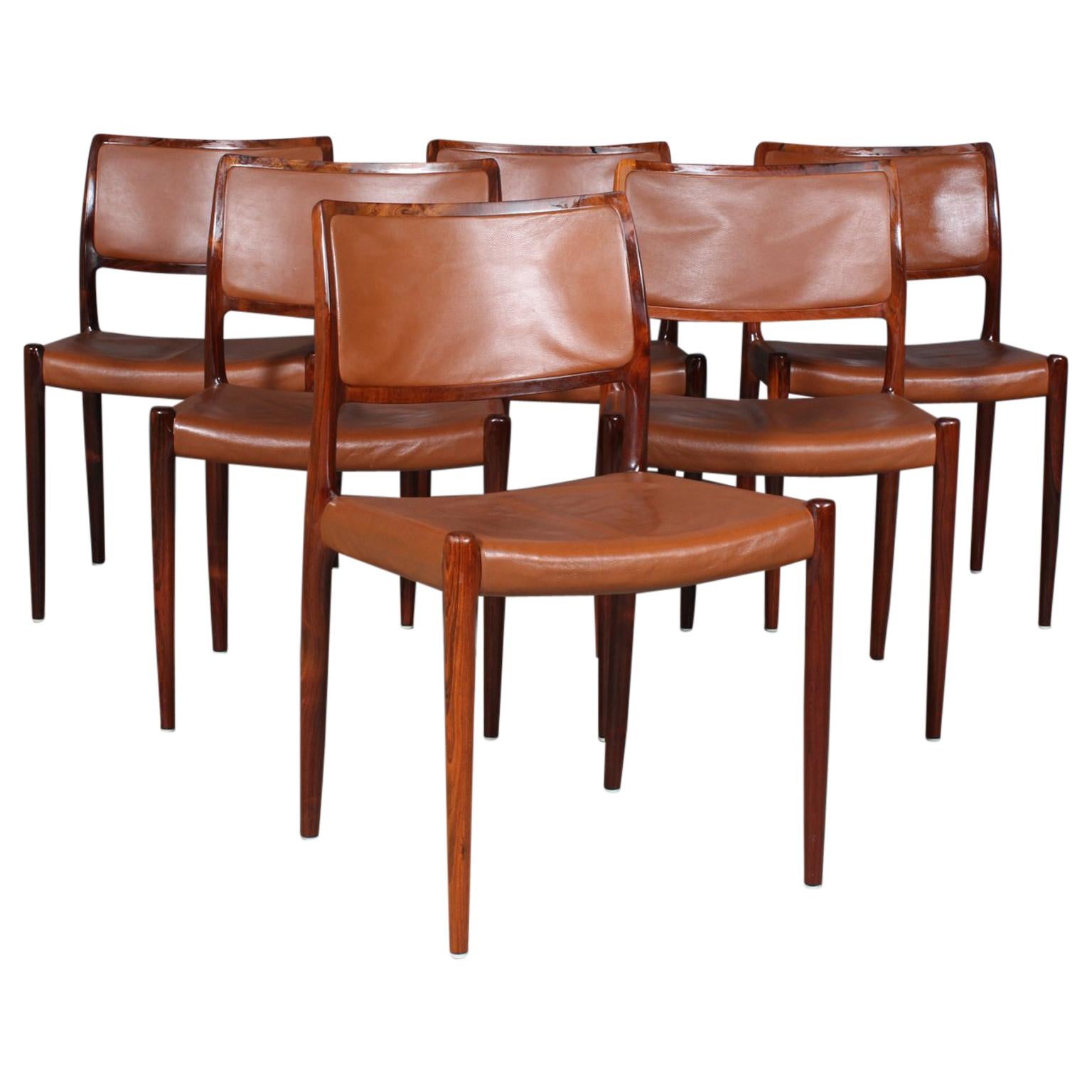 Set of six N. O. Møller dining chairs