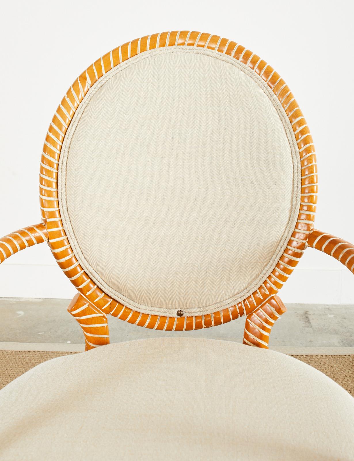 Set aus sechs Esszimmerstühlen aus Keramik im Napoleon-III-Stil aus Seil im Angebot 6