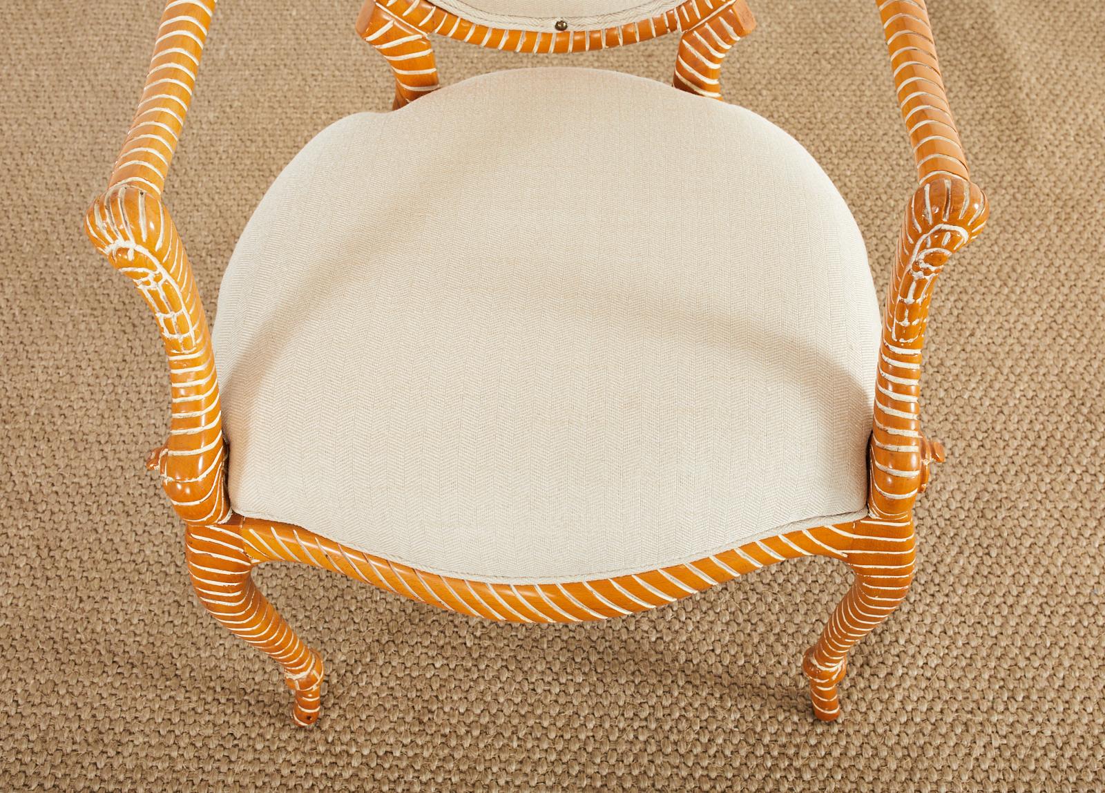 Set aus sechs Esszimmerstühlen aus Keramik im Napoleon-III-Stil aus Seil im Angebot 7