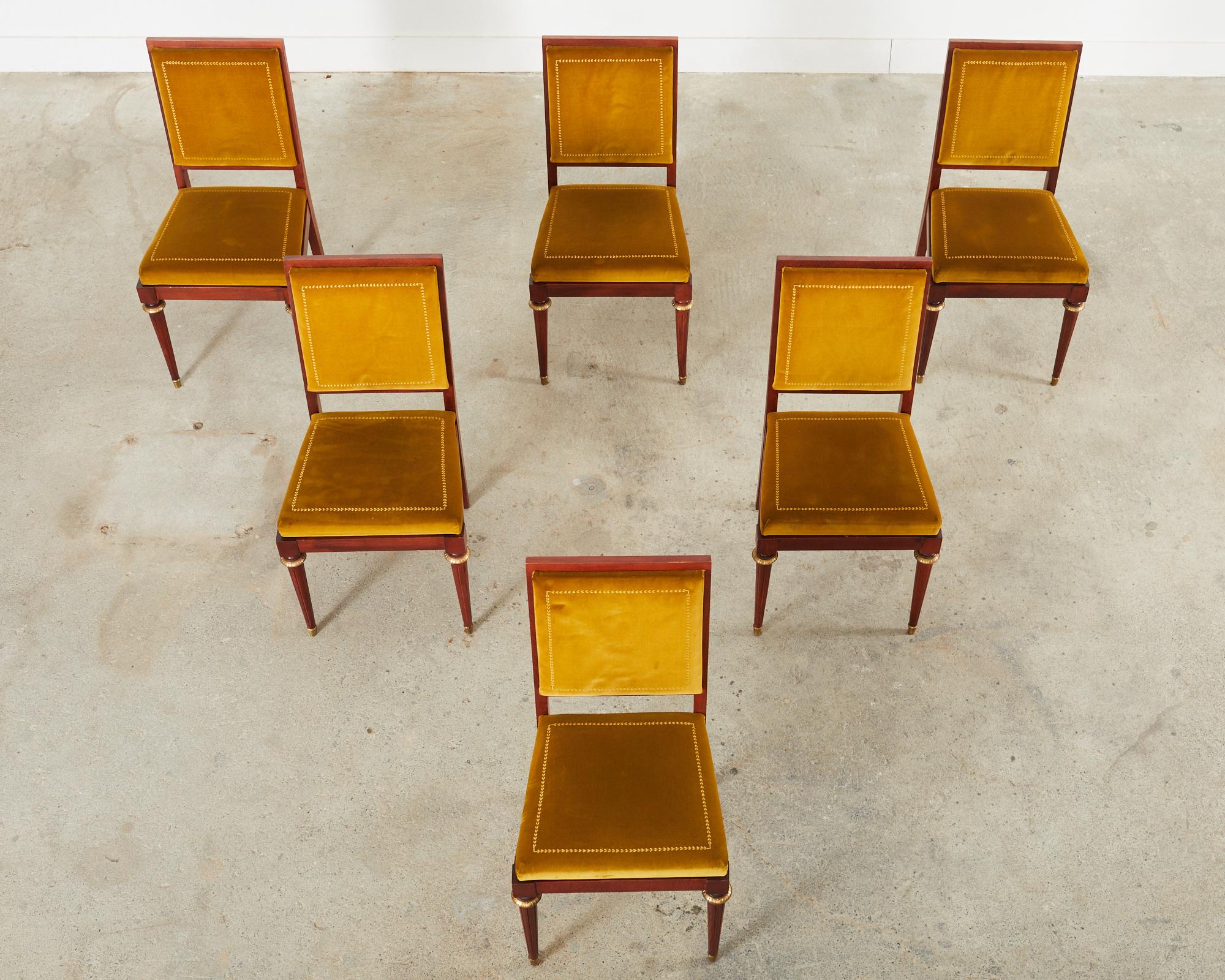 Stile impero Set di sei sedie da pranzo napoleoniche in stile impero con montatura in bronzo in vendita