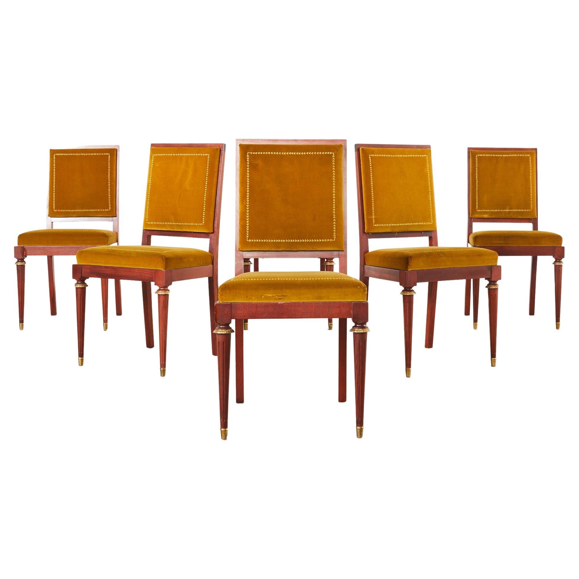 Ensemble de six chaises de salle à manger de style Empire napoléonien montées sur bronze 