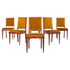 Ensemble de six chaises de salle à manger de style Empire napoléonien montées sur bronze 